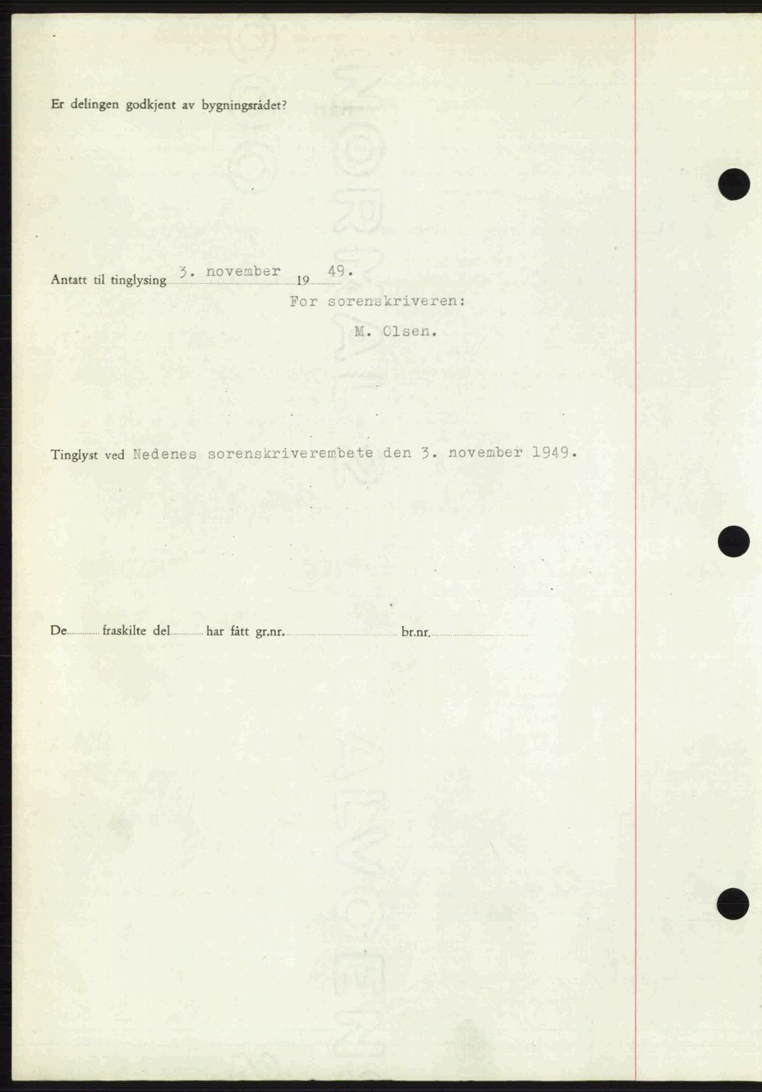 Nedenes sorenskriveri, SAK/1221-0006/G/Gb/Gba/L0061: Pantebok nr. A13, 1949-1949, Dagboknr: 1747/1949