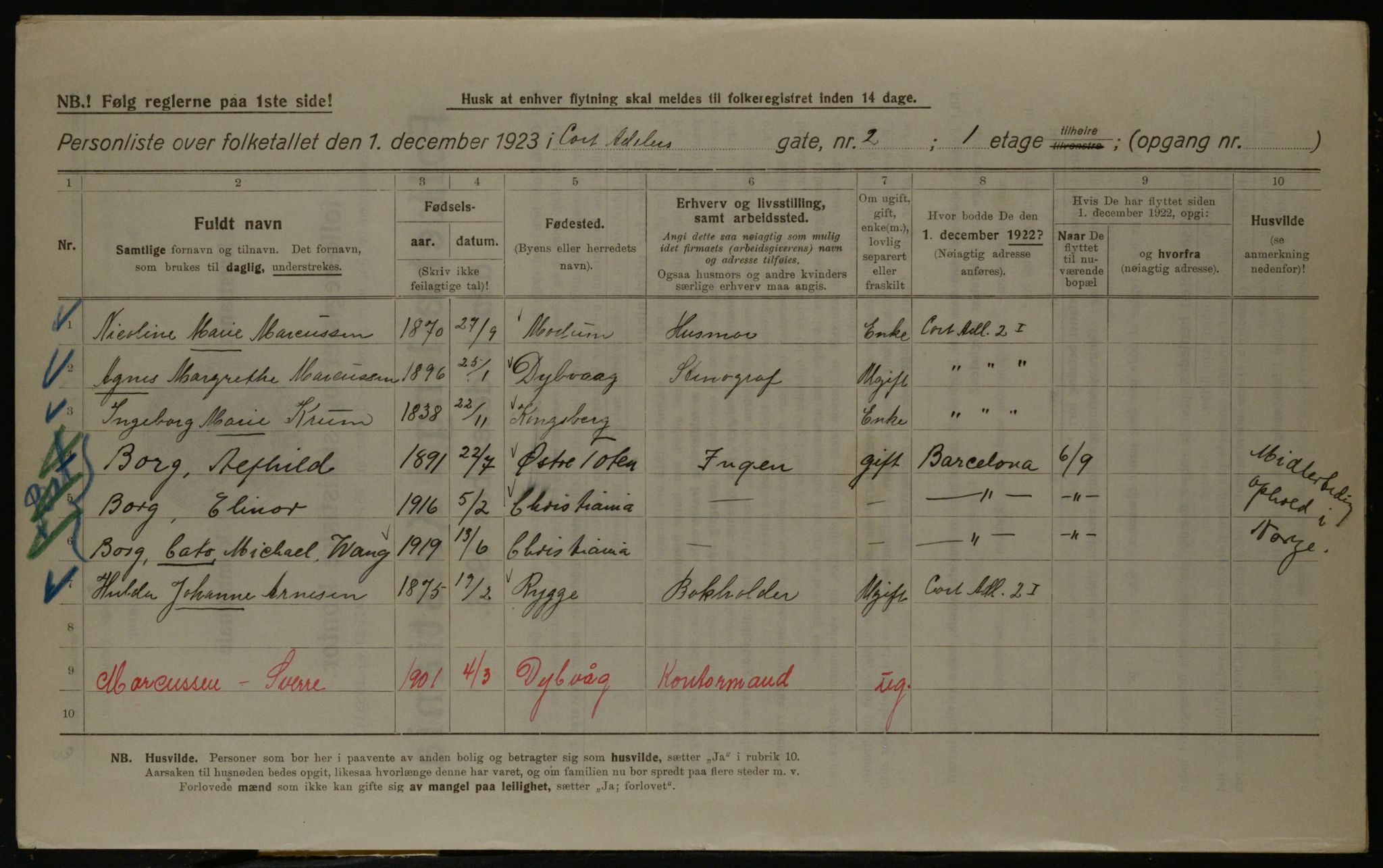 OBA, Kommunal folketelling 1.12.1923 for Kristiania, 1923, s. 15430