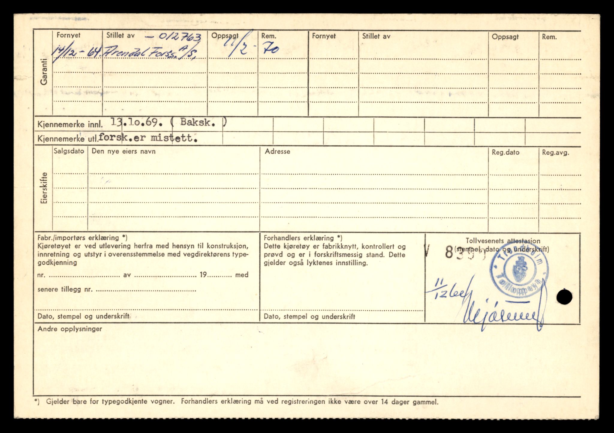 Møre og Romsdal vegkontor - Ålesund trafikkstasjon, AV/SAT-A-4099/F/Fe/L0035: Registreringskort for kjøretøy T 12653 - T 12829, 1927-1998, s. 441