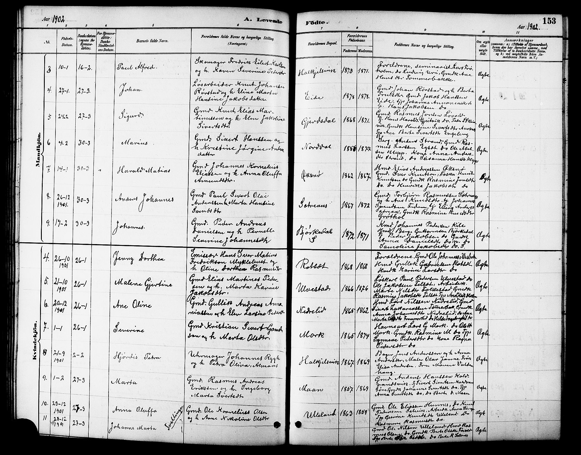 Ministerialprotokoller, klokkerbøker og fødselsregistre - Møre og Romsdal, AV/SAT-A-1454/511/L0158: Klokkerbok nr. 511C04, 1884-1903, s. 153