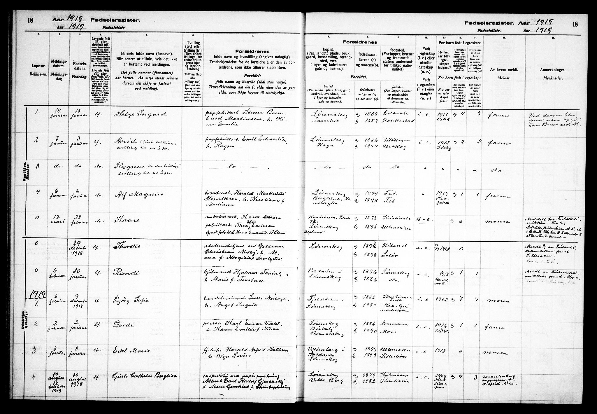 Skedsmo prestekontor Kirkebøker, SAO/A-10033a/J/Jb/L0001: Fødselsregister nr. II 1, 1916-1932, s. 18