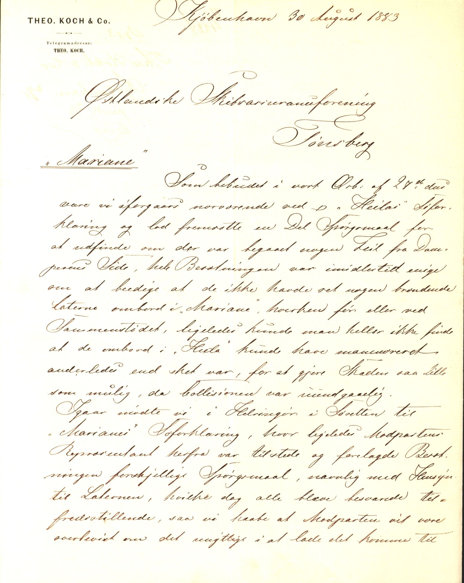 Pa 63 - Østlandske skibsassuranceforening, VEMU/A-1079/G/Ga/L0016/0007: Havaridokumenter / Mariane, Lækna, Luna, L'Union, 1883, s. 43