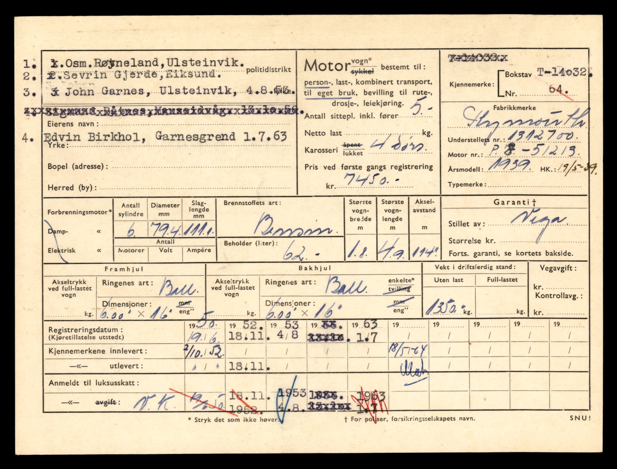 Møre og Romsdal vegkontor - Ålesund trafikkstasjon, AV/SAT-A-4099/F/Fe/L0042: Registreringskort for kjøretøy T 13906 - T 14079, 1927-1998, s. 1985