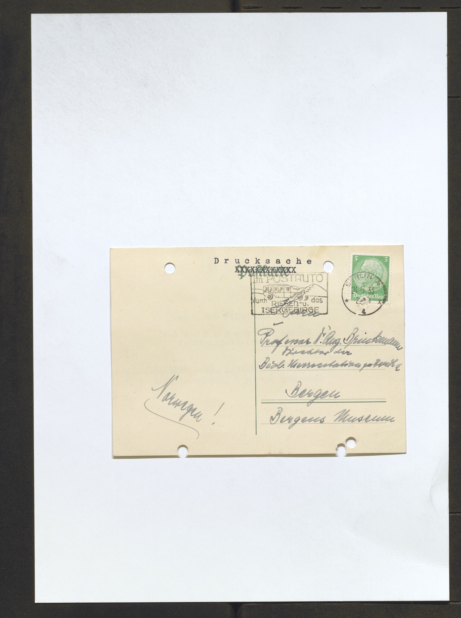 Bergens Museum, AV/SAB-A-17301/13/D/L0002: Korrespondanse , 1928-1940, s. 457