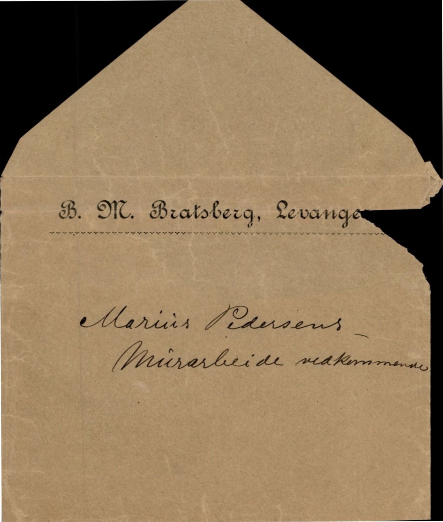 Bård Toldnes samling - lokalia fra Levanger, TIKA/PA-1549/F/L0008: Marius Pedersens murerarbeide vedkommende, 1899