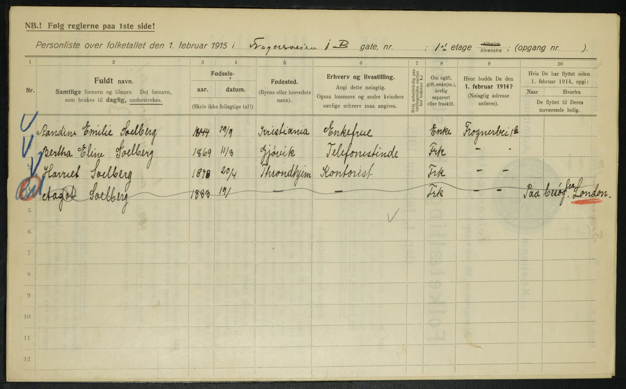 OBA, Kommunal folketelling 1.2.1915 for Kristiania, 1915, s. 26789