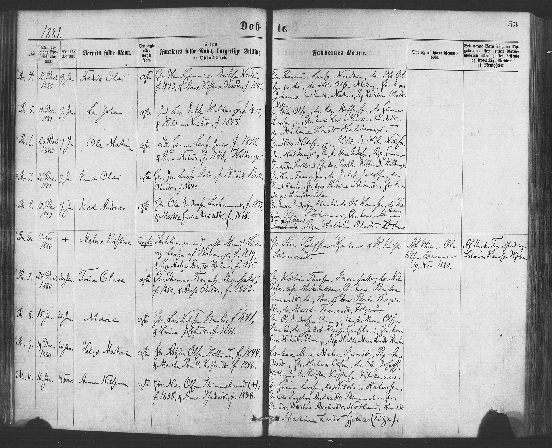 Finnås sokneprestembete, AV/SAB-A-99925/H/Ha/Haa/Haaa/L0009: Ministerialbok nr. A 9, 1873-1881, s. 53