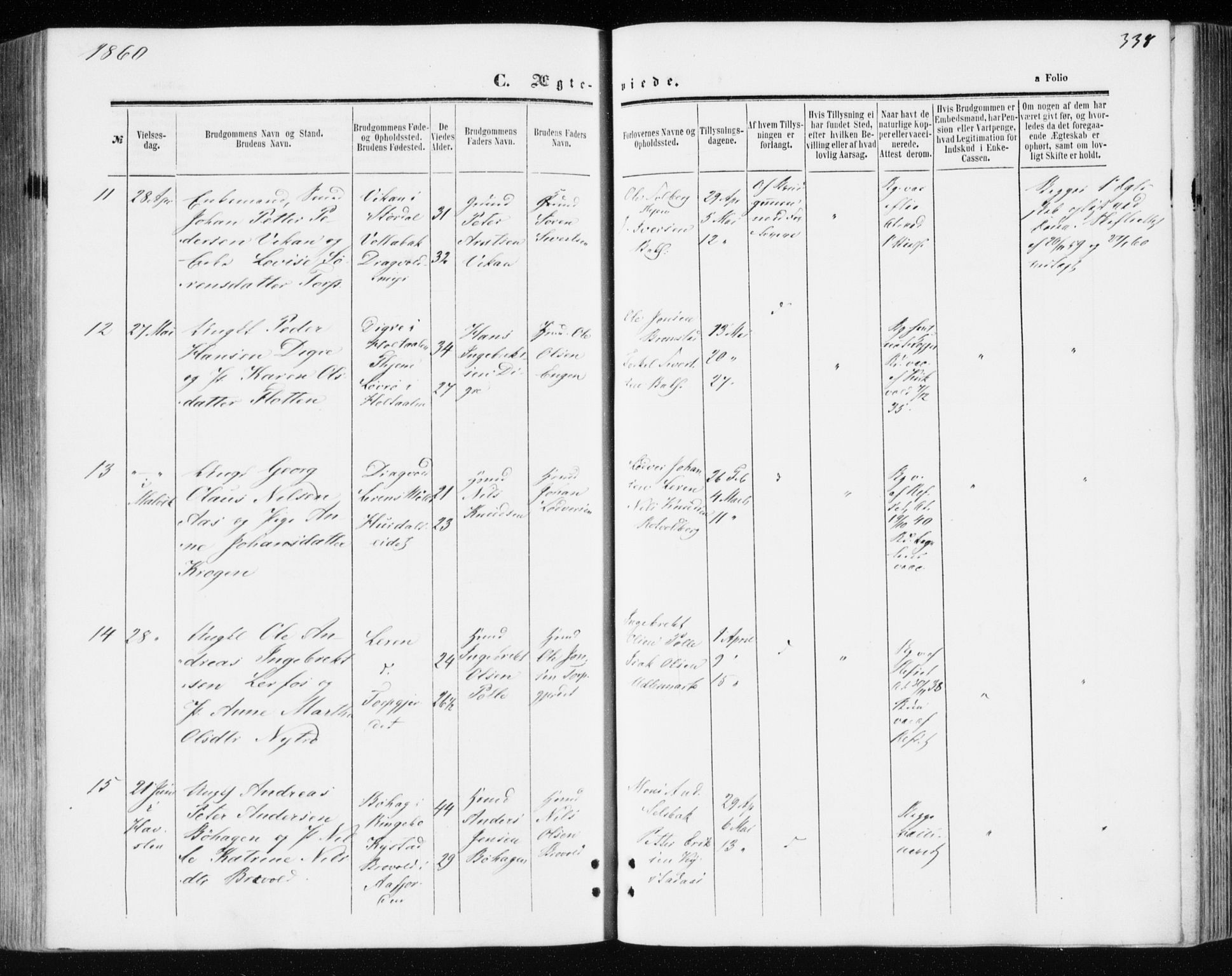 Ministerialprotokoller, klokkerbøker og fødselsregistre - Sør-Trøndelag, SAT/A-1456/606/L0292: Ministerialbok nr. 606A07, 1856-1865, s. 338