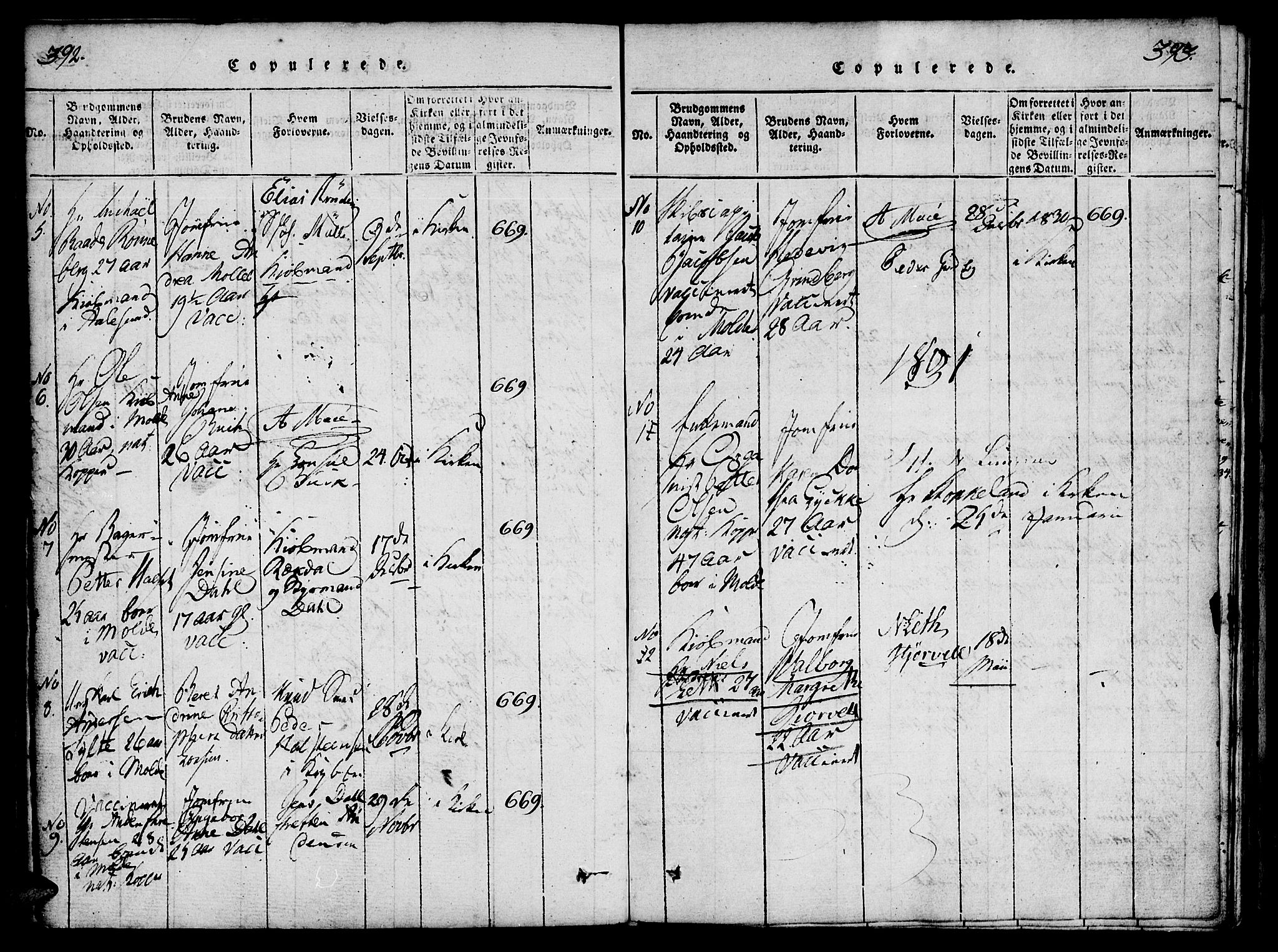 Ministerialprotokoller, klokkerbøker og fødselsregistre - Møre og Romsdal, SAT/A-1454/558/L0688: Ministerialbok nr. 558A02, 1818-1843, s. 392-393