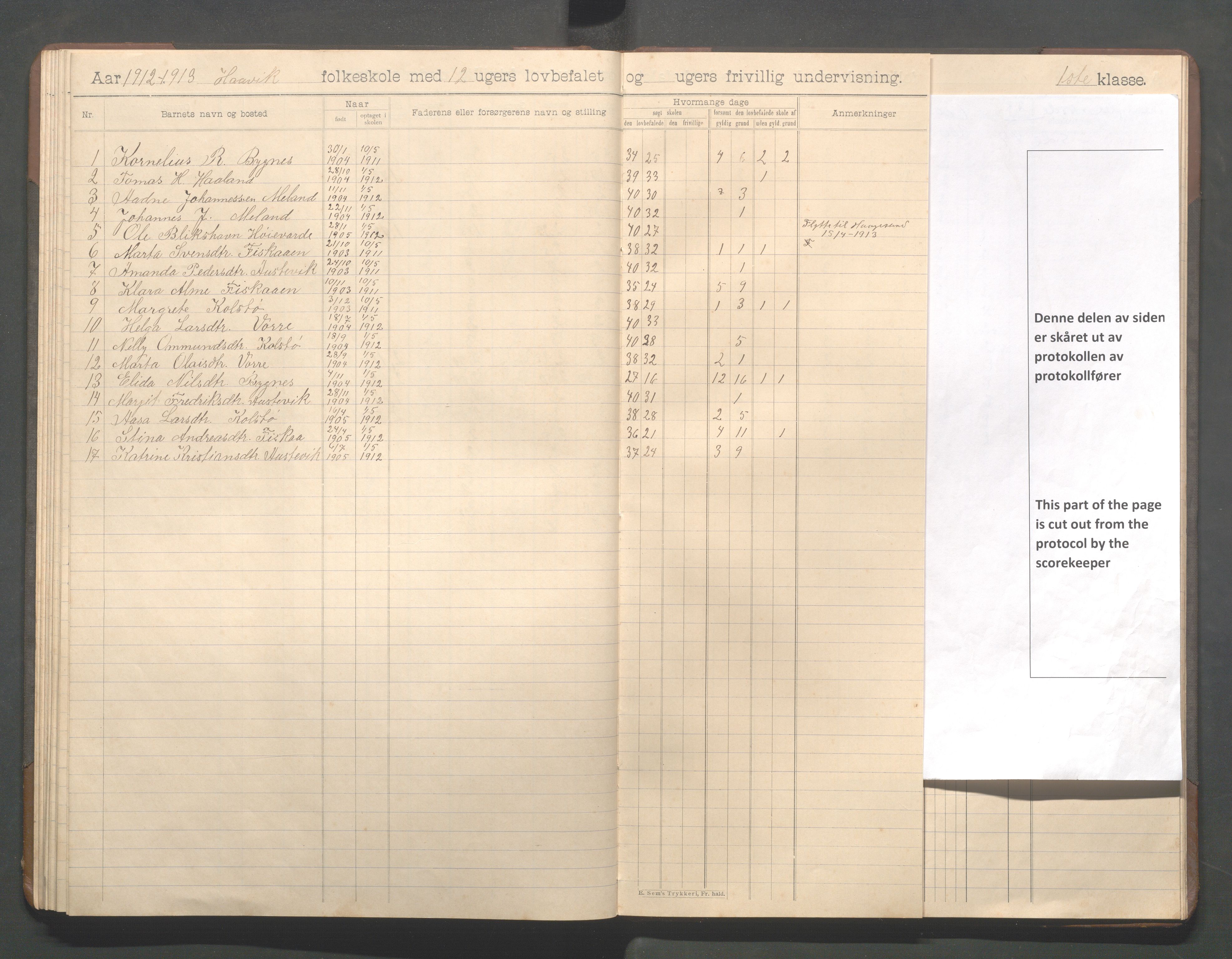 Avaldsnes kommune - Haavik skole, IKAR/K-101689/H/L0001: Skoleprotokoll, 1900-1916, s. 75