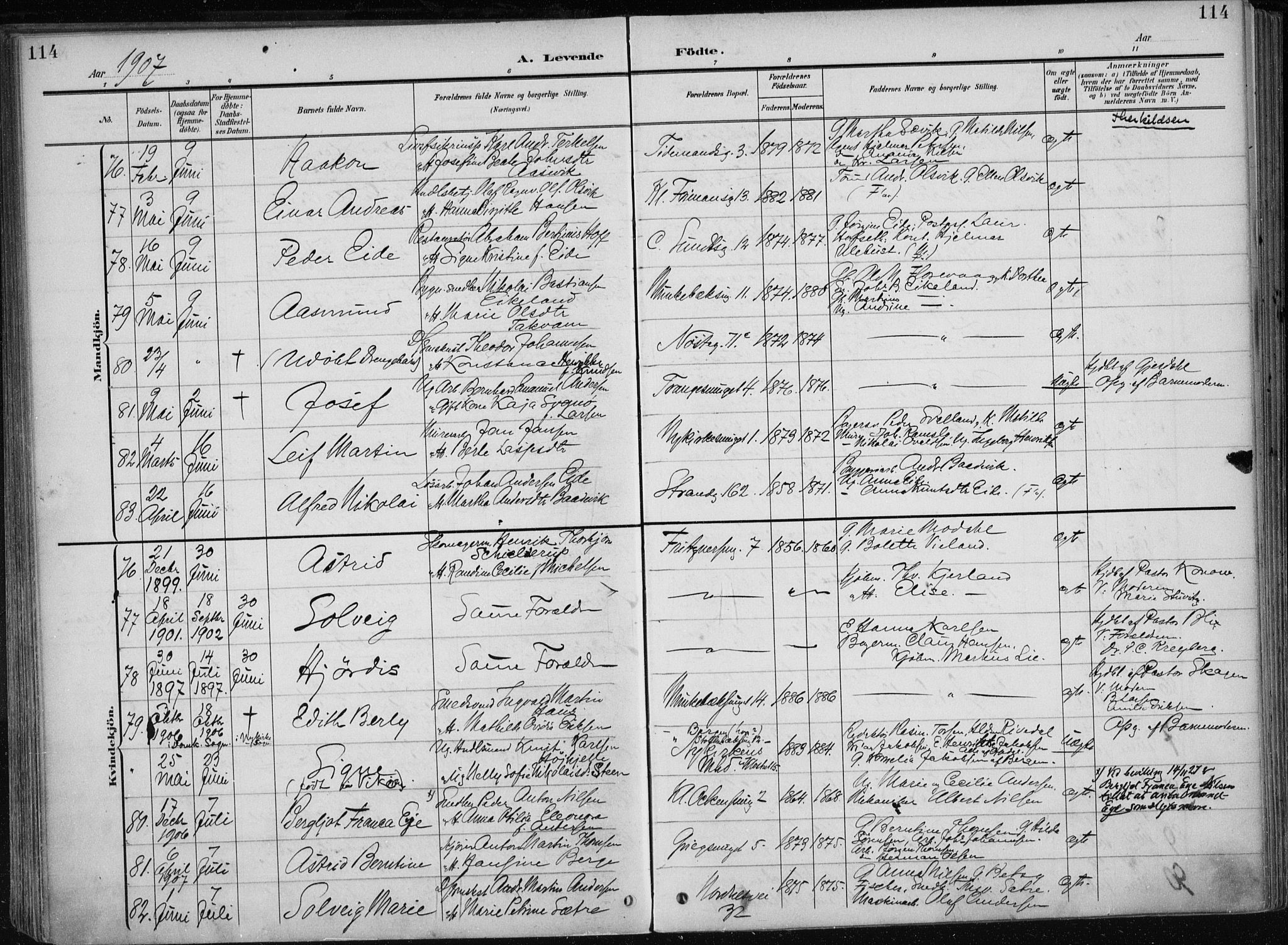 Nykirken Sokneprestembete, AV/SAB-A-77101/H/Haa/L0019: Ministerialbok nr. B 7, 1904-1916, s. 114