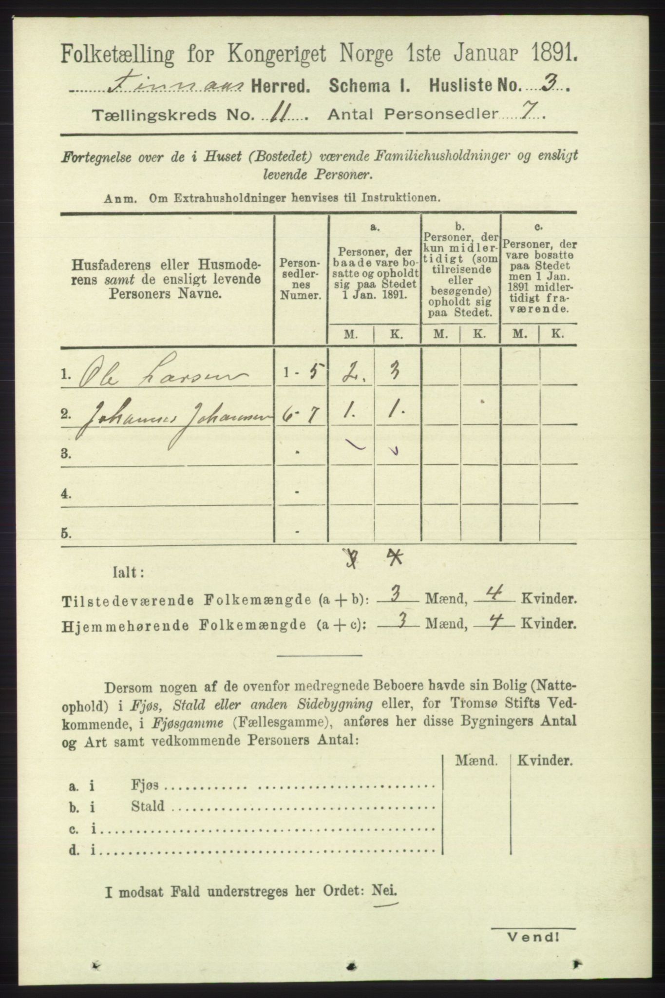 RA, Folketelling 1891 for 1218 Finnås herred, 1891, s. 5105