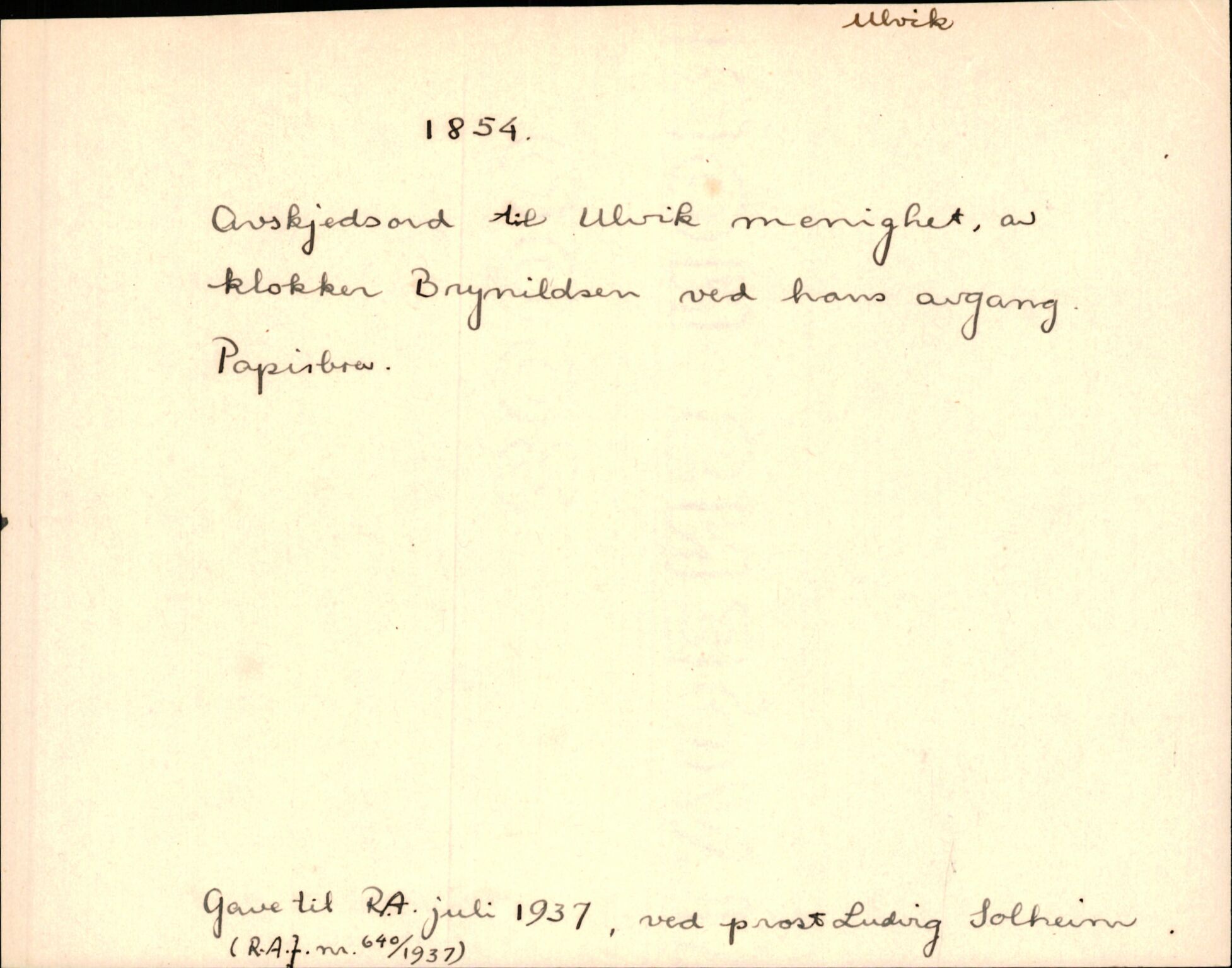 Riksarkivets diplomsamling, AV/RA-EA-5965/F35/F35m/L0004: Localia: Hordaland, Sogn og Fjordane, Møre og Romsdal, Trøndelag og Nord-Norge, s. 87