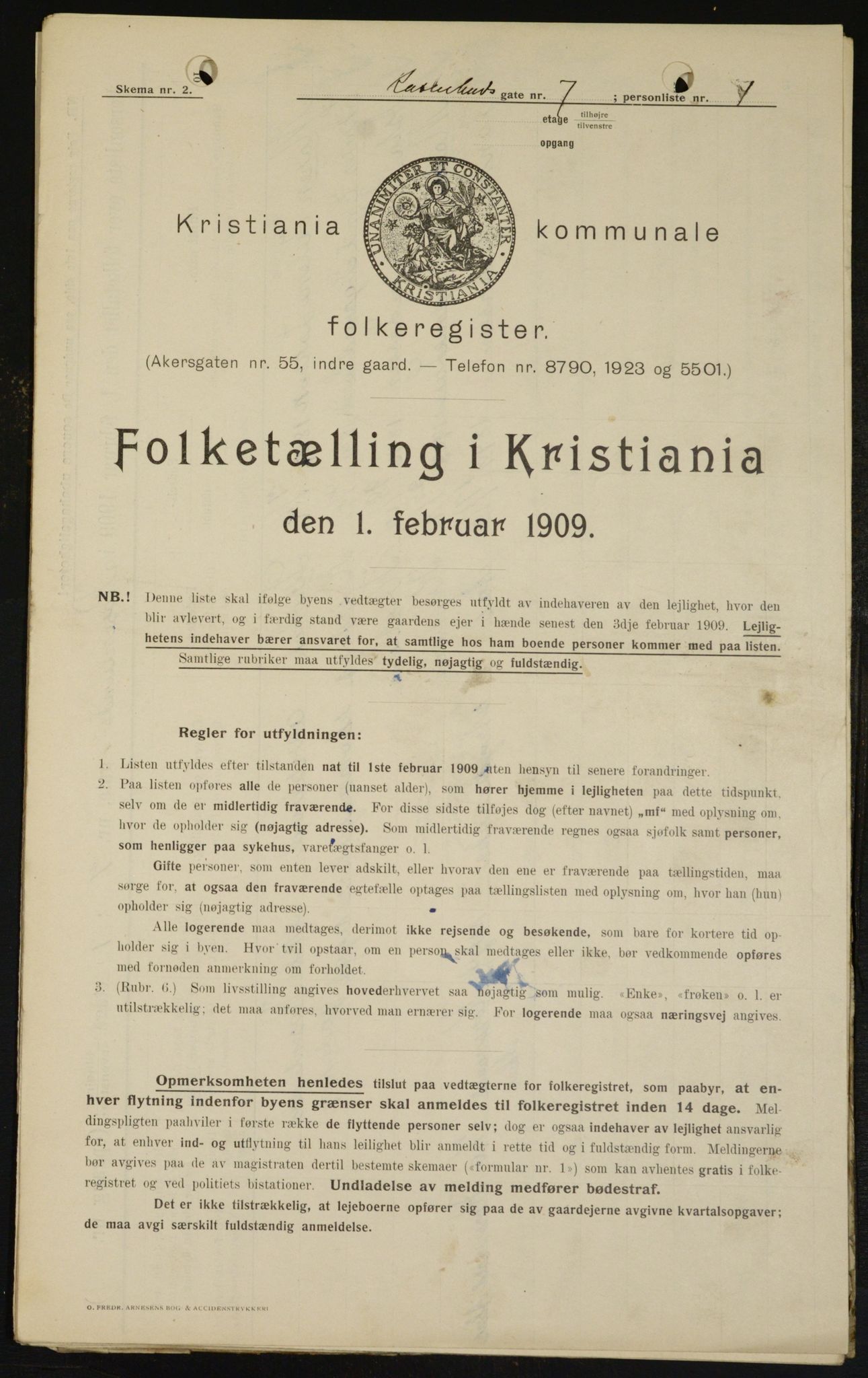 OBA, Kommunal folketelling 1.2.1909 for Kristiania kjøpstad, 1909, s. 76268