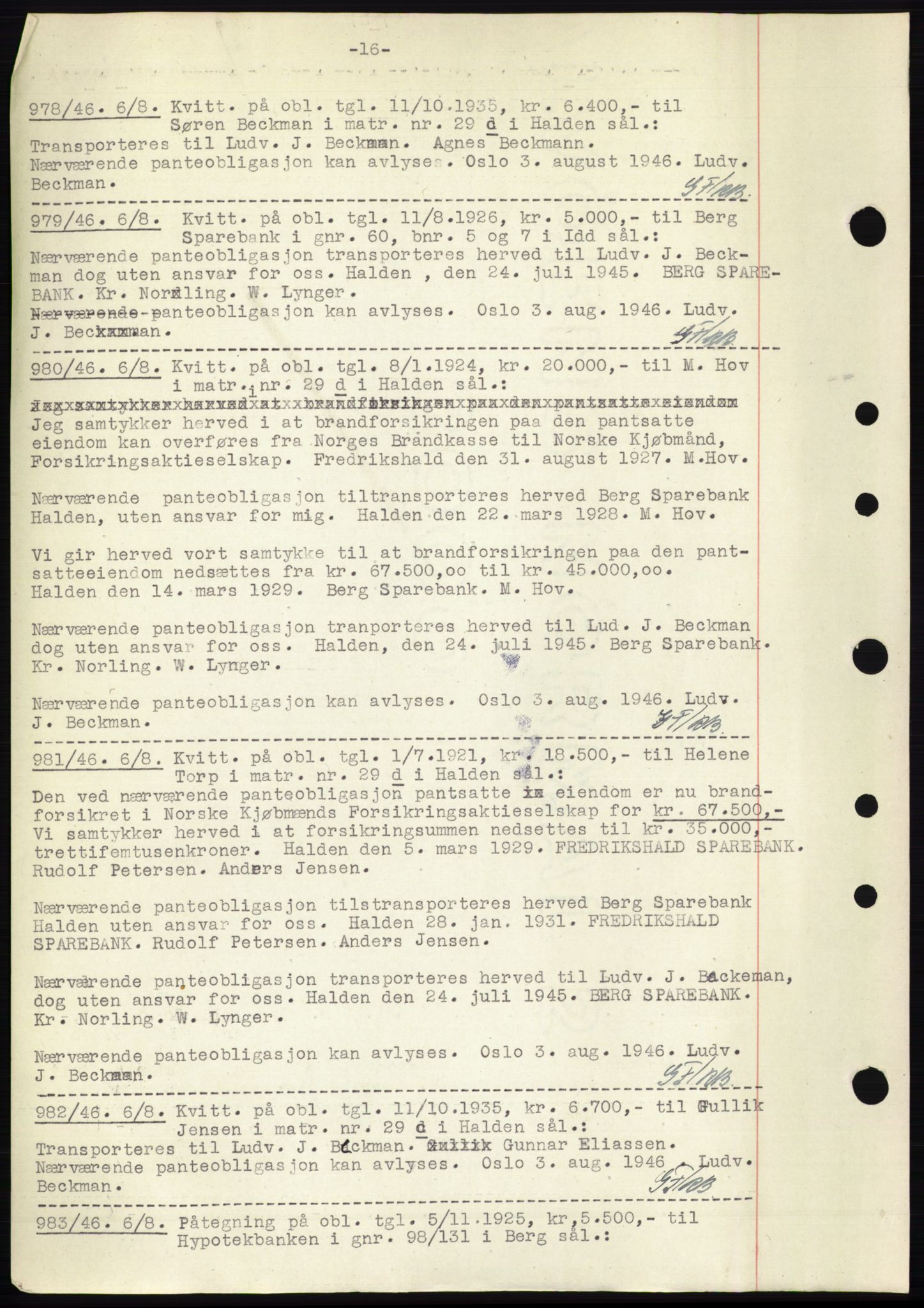 Idd og Marker sorenskriveri, SAO/A-10283/G/Gb/Gbc/L0003: Pantebok nr. B4-9b, 1946-1946, Tingl.dato: 06.08.1946