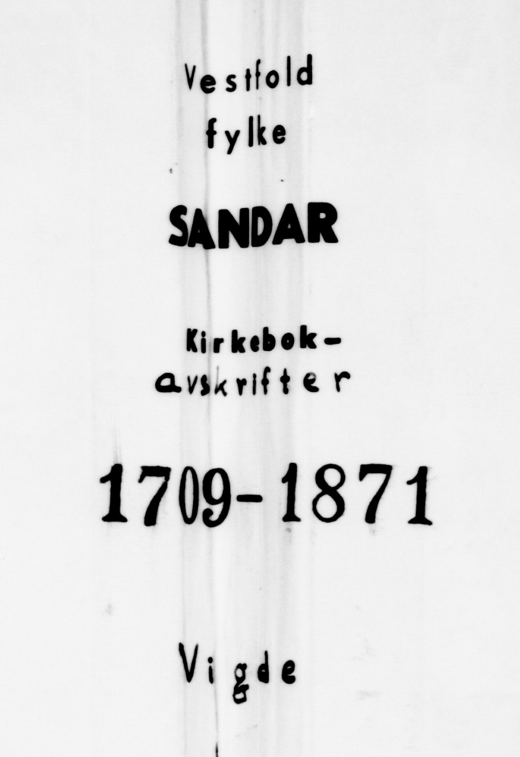 Sandar sokneprestkontor, SAKO/A-242/Y/Ya/L0006: Annen kirkebok nr. 1 /1, 1709-1871