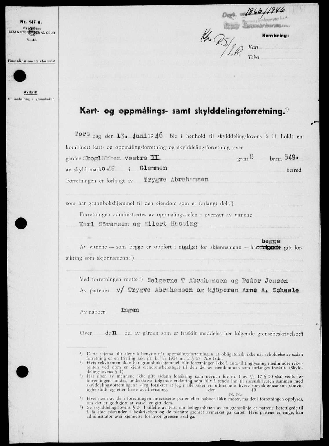 Onsøy sorenskriveri, SAO/A-10474/G/Ga/Gab/L0017: Pantebok nr. II A-17, 1946-1946, Dagboknr: 1866/1946