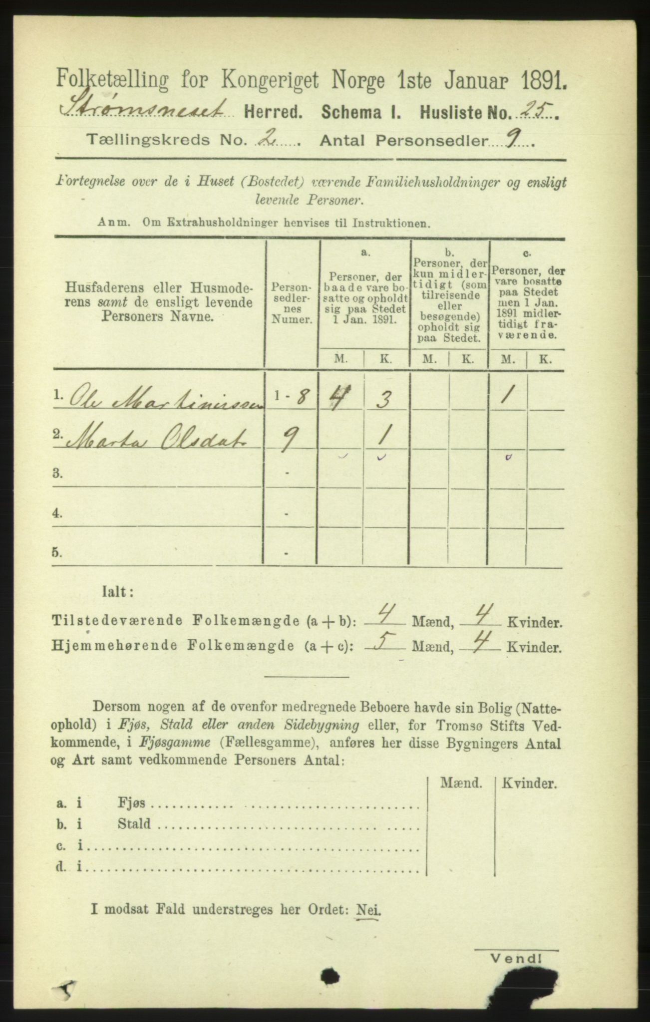 RA, Folketelling 1891 for 1559 Straumsnes herred, 1891, s. 208