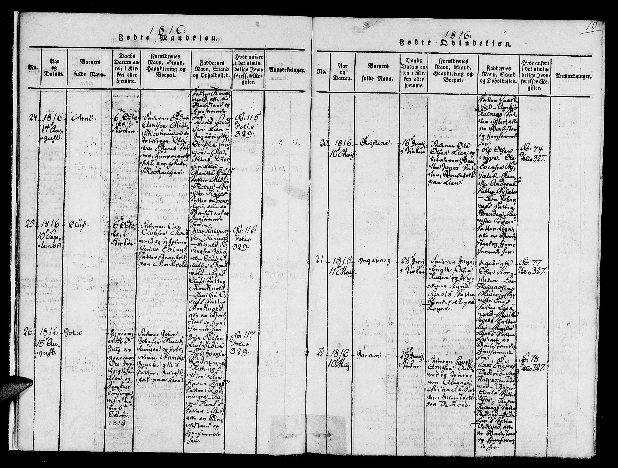 Ministerialprotokoller, klokkerbøker og fødselsregistre - Sør-Trøndelag, AV/SAT-A-1456/678/L0895: Ministerialbok nr. 678A05 /1, 1816-1821, s. 10