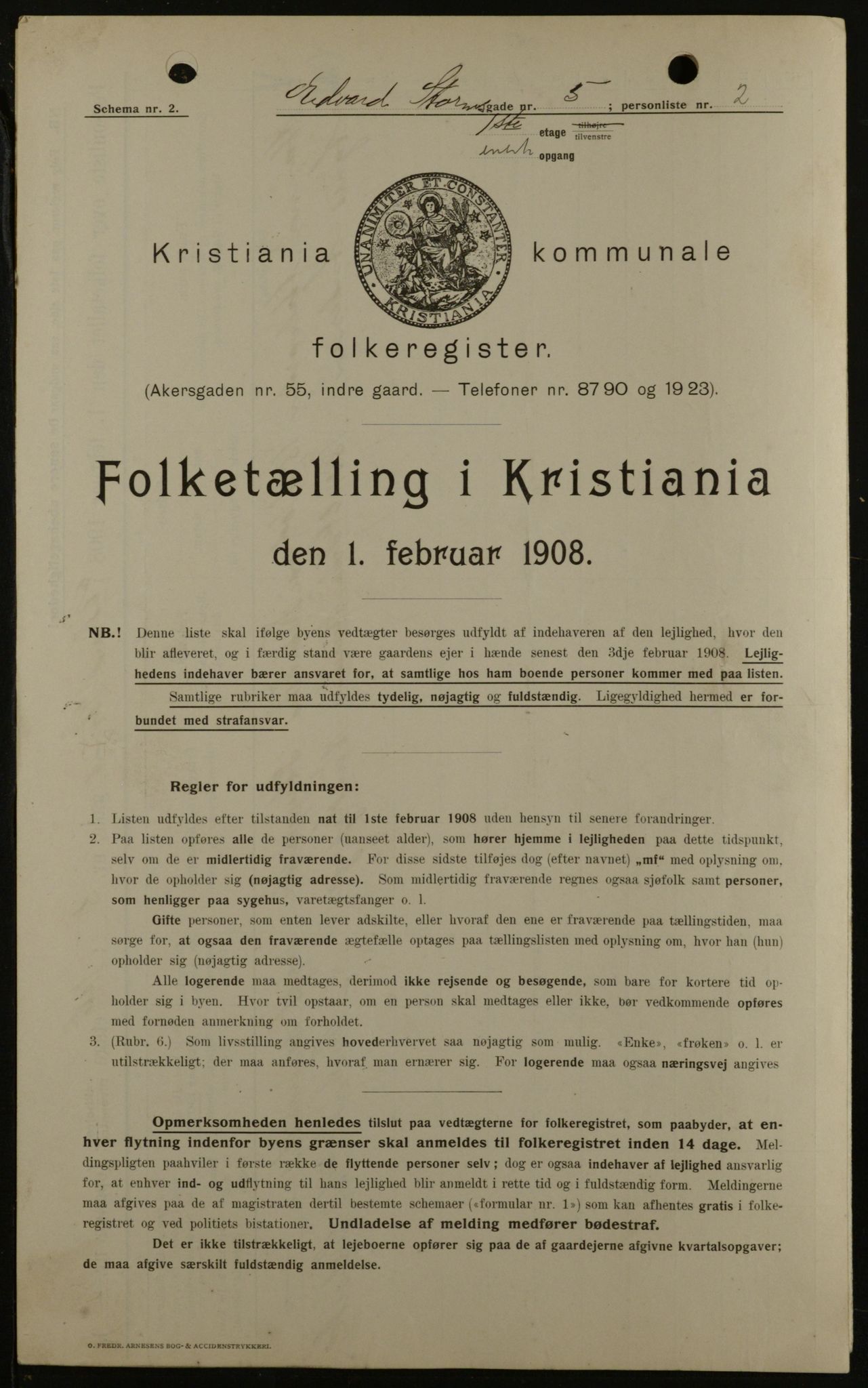 OBA, Kommunal folketelling 1.2.1908 for Kristiania kjøpstad, 1908, s. 17317