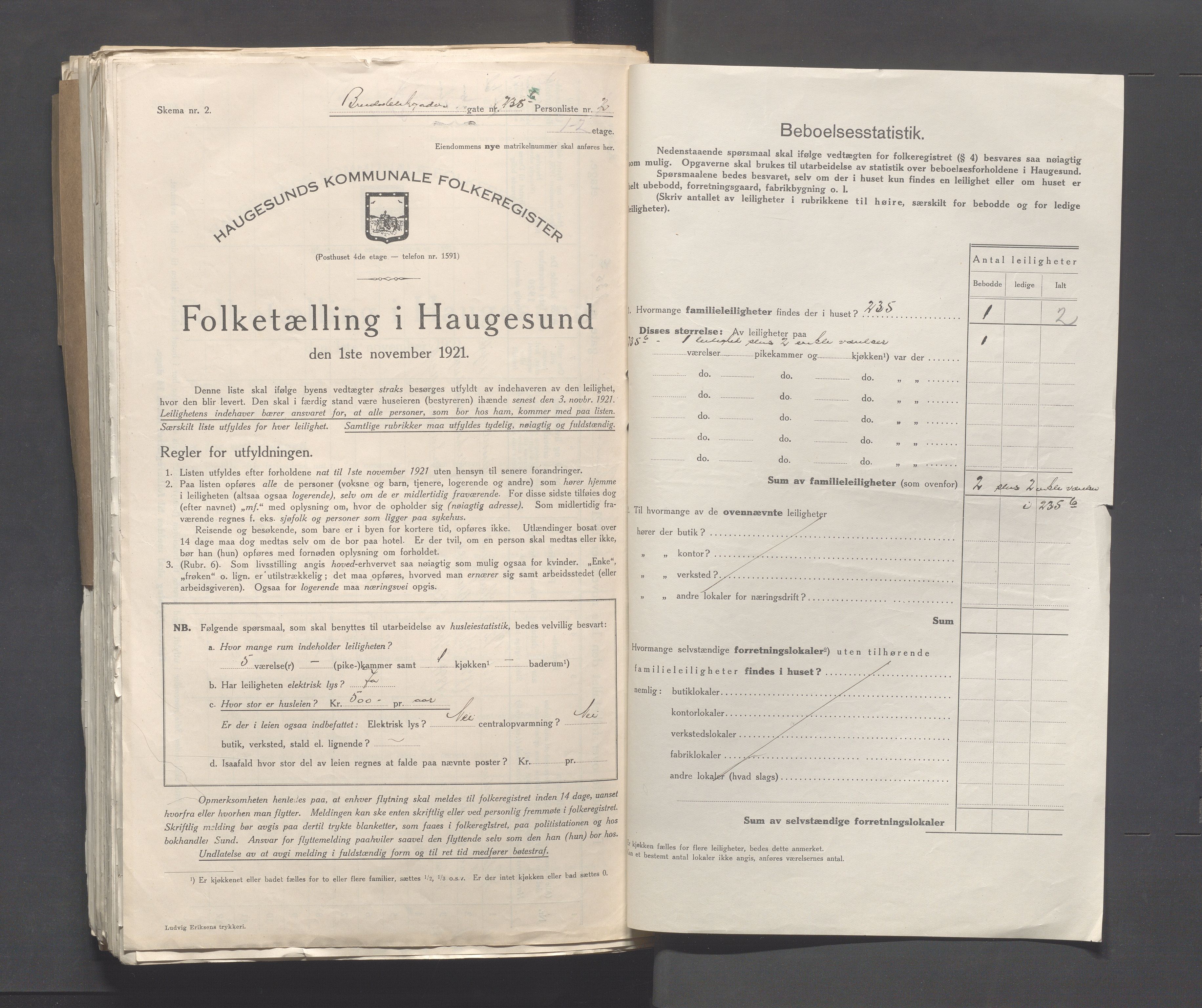 IKAR, Kommunal folketelling 1.11.1921 for Haugesund, 1921, s. 453