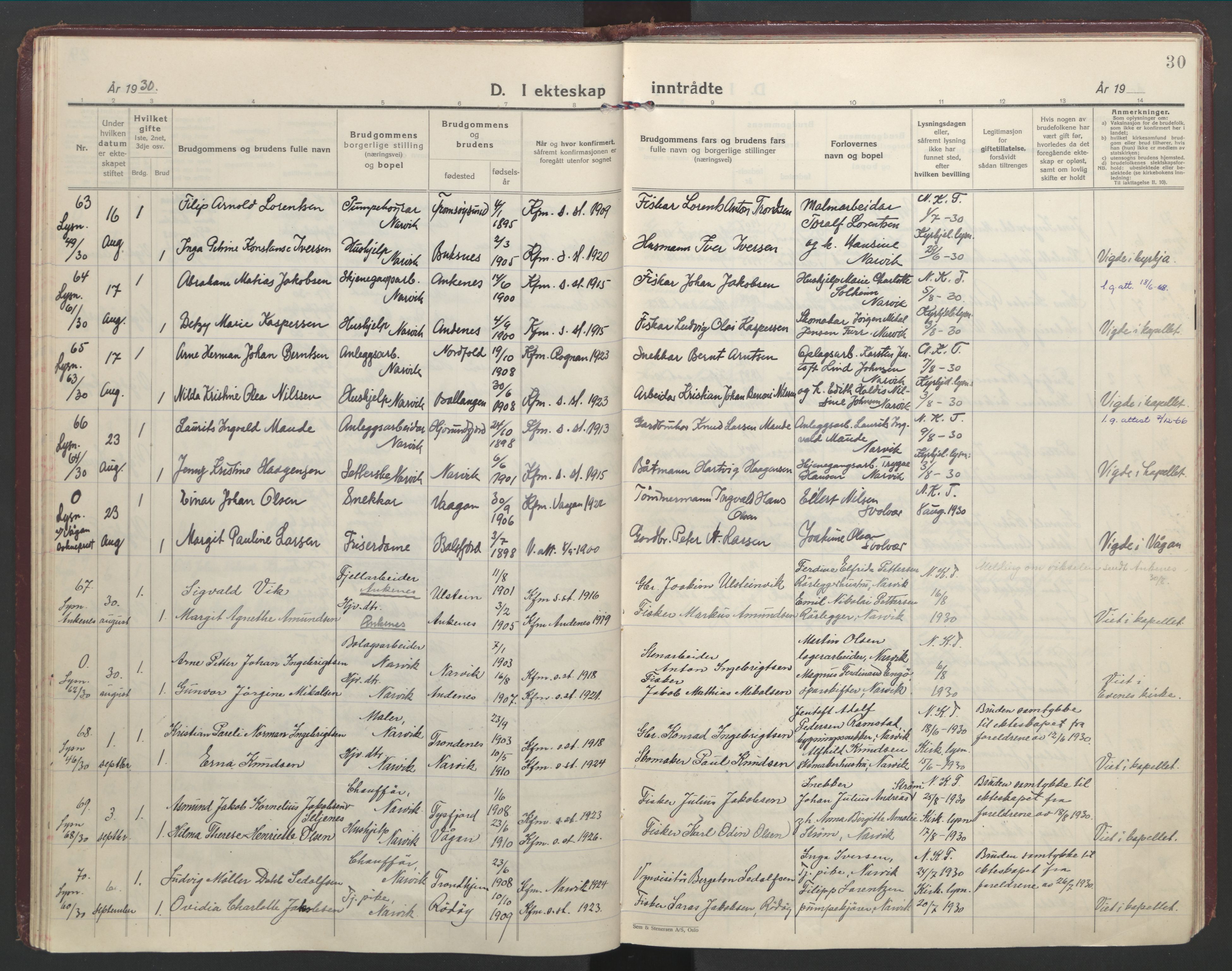 Ministerialprotokoller, klokkerbøker og fødselsregistre - Nordland, AV/SAT-A-1459/871/L1006: Ministerialbok nr. 871A22, 1928-1936, s. 30