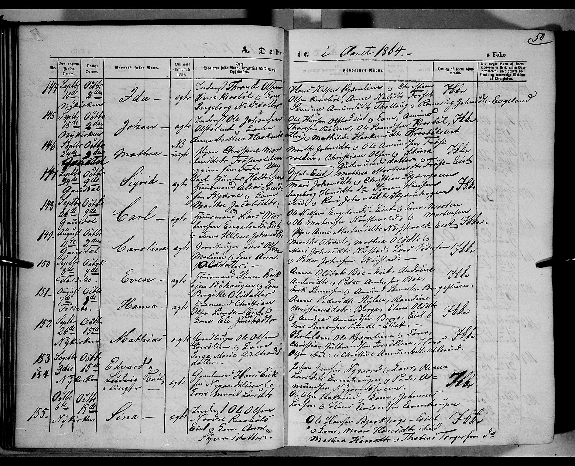 Gausdal prestekontor, AV/SAH-PREST-090/H/Ha/Haa/L0009: Ministerialbok nr. 9, 1862-1873, s. 50