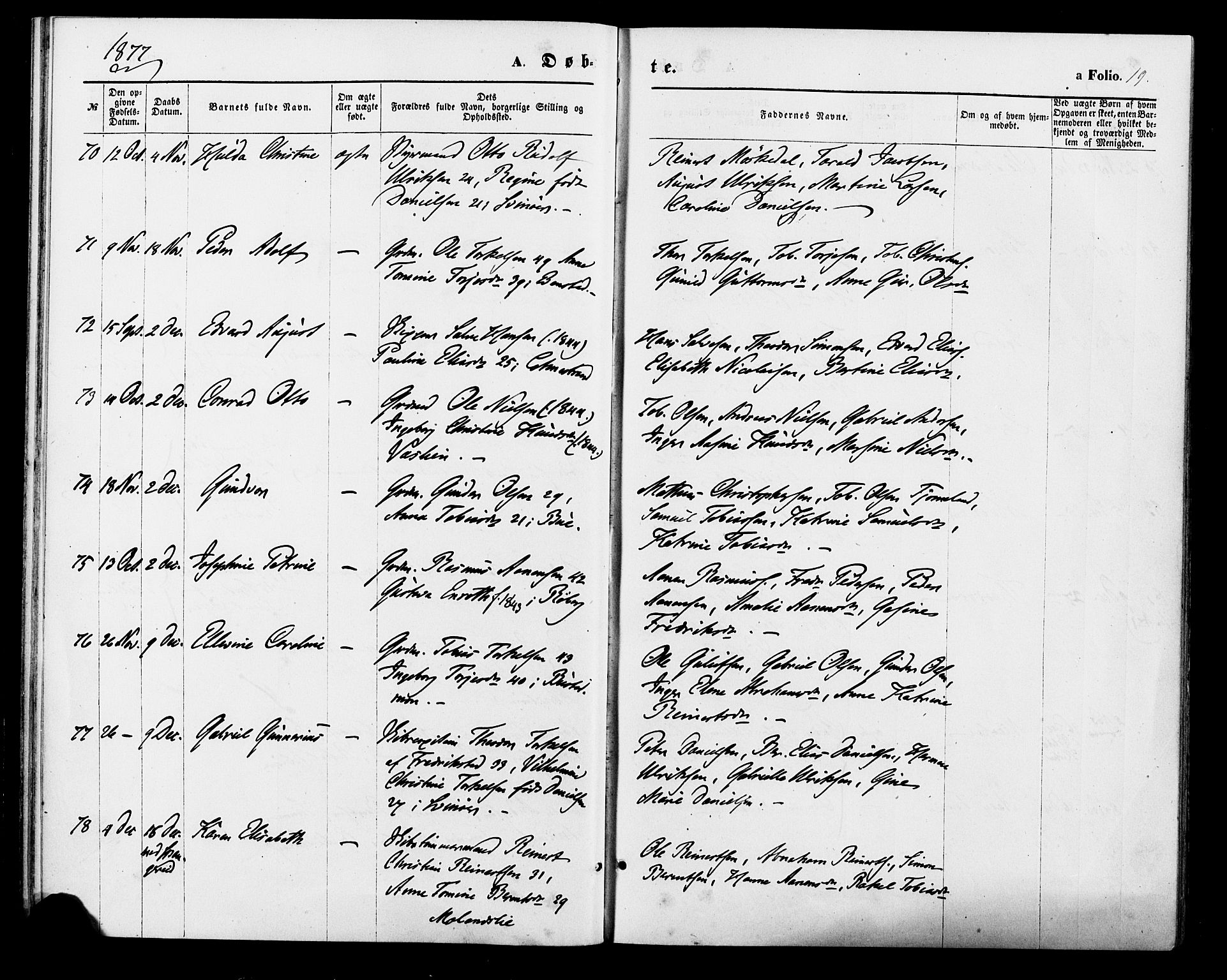 Sør-Audnedal sokneprestkontor, AV/SAK-1111-0039/F/Fa/Fab/L0008: Ministerialbok nr. A 8, 1876-1881, s. 19