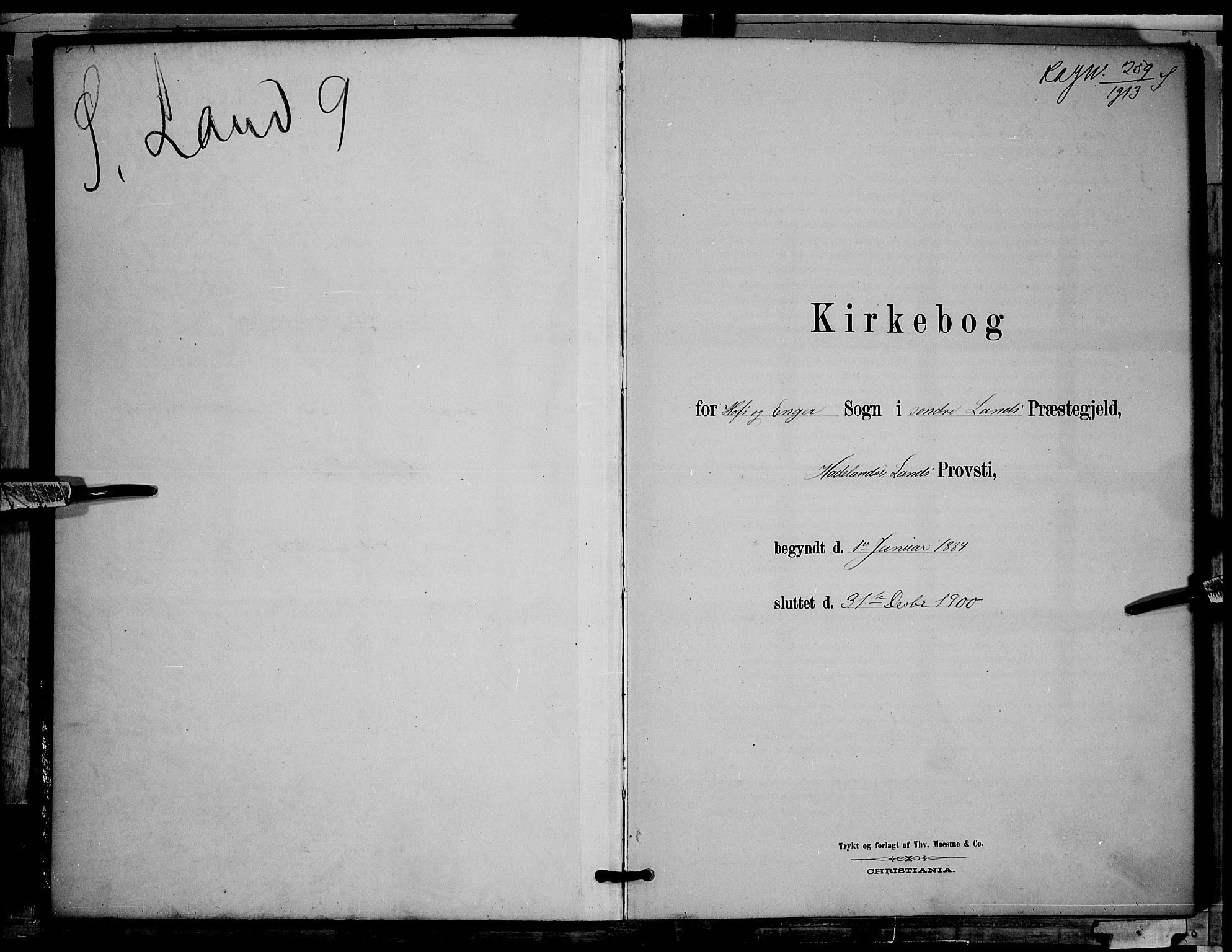 Søndre Land prestekontor, SAH/PREST-122/L/L0002: Klokkerbok nr. 2, 1884-1900