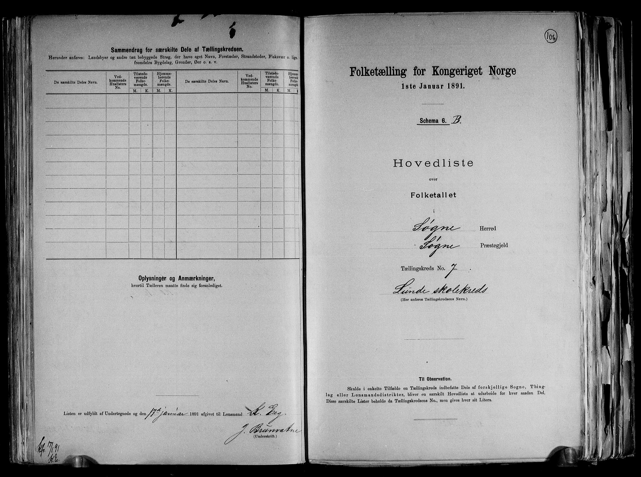 RA, Folketelling 1891 for 1018 Søgne herred, 1891, s. 22