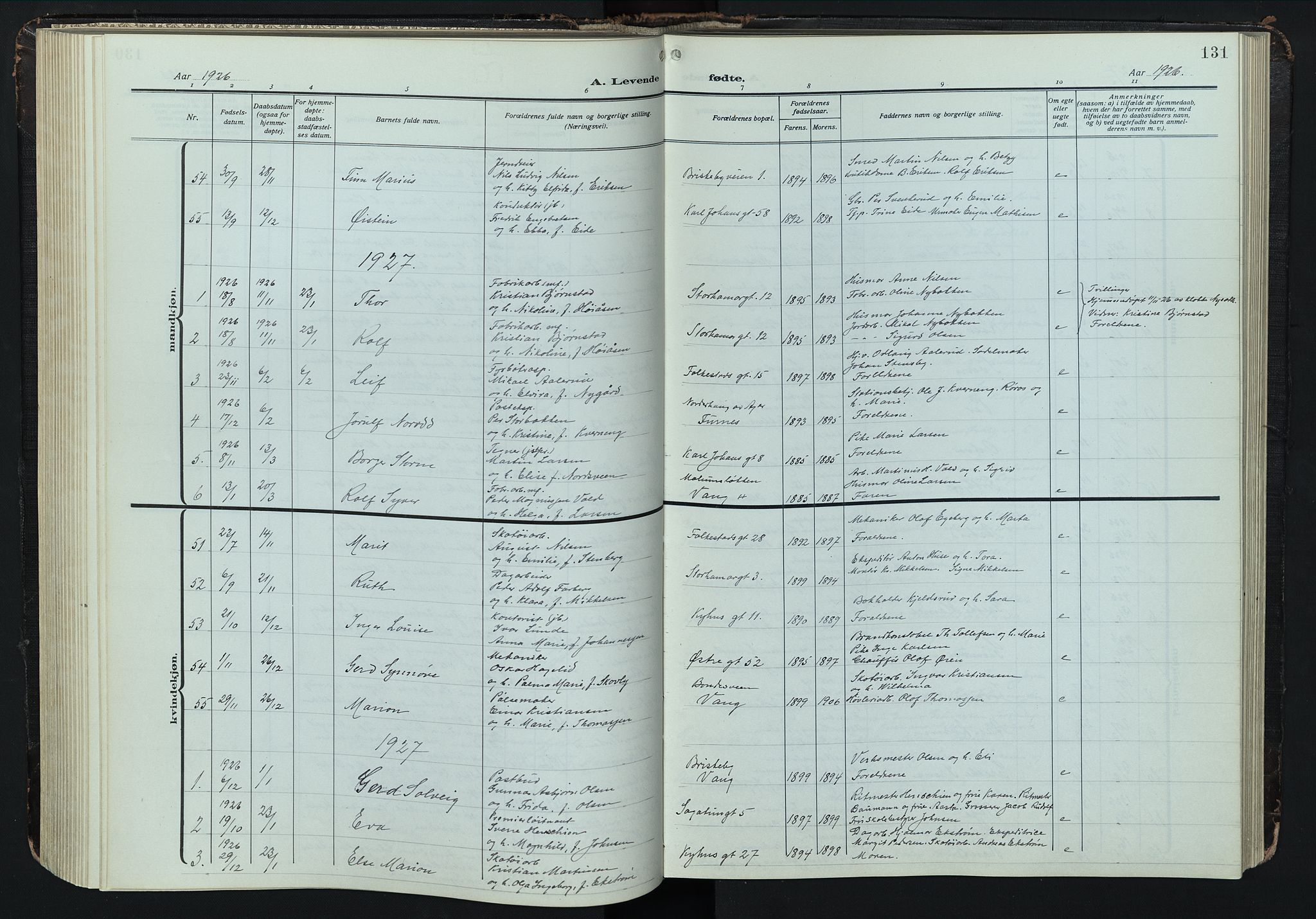 Hamar prestekontor, SAH/DOMPH-002/H/Ha/Hab/L0004: Klokkerbok nr. 4, 1915-1942, s. 131