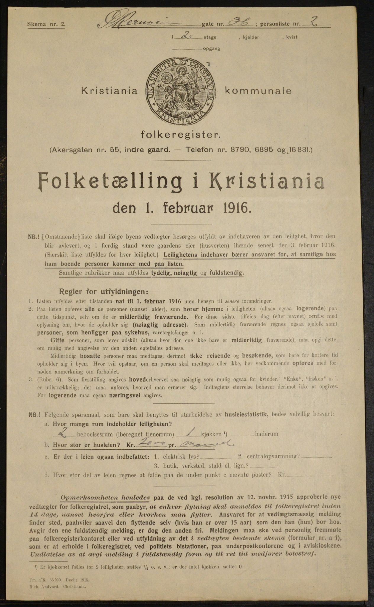 OBA, Kommunal folketelling 1.2.1916 for Kristiania, 1916, s. 132590