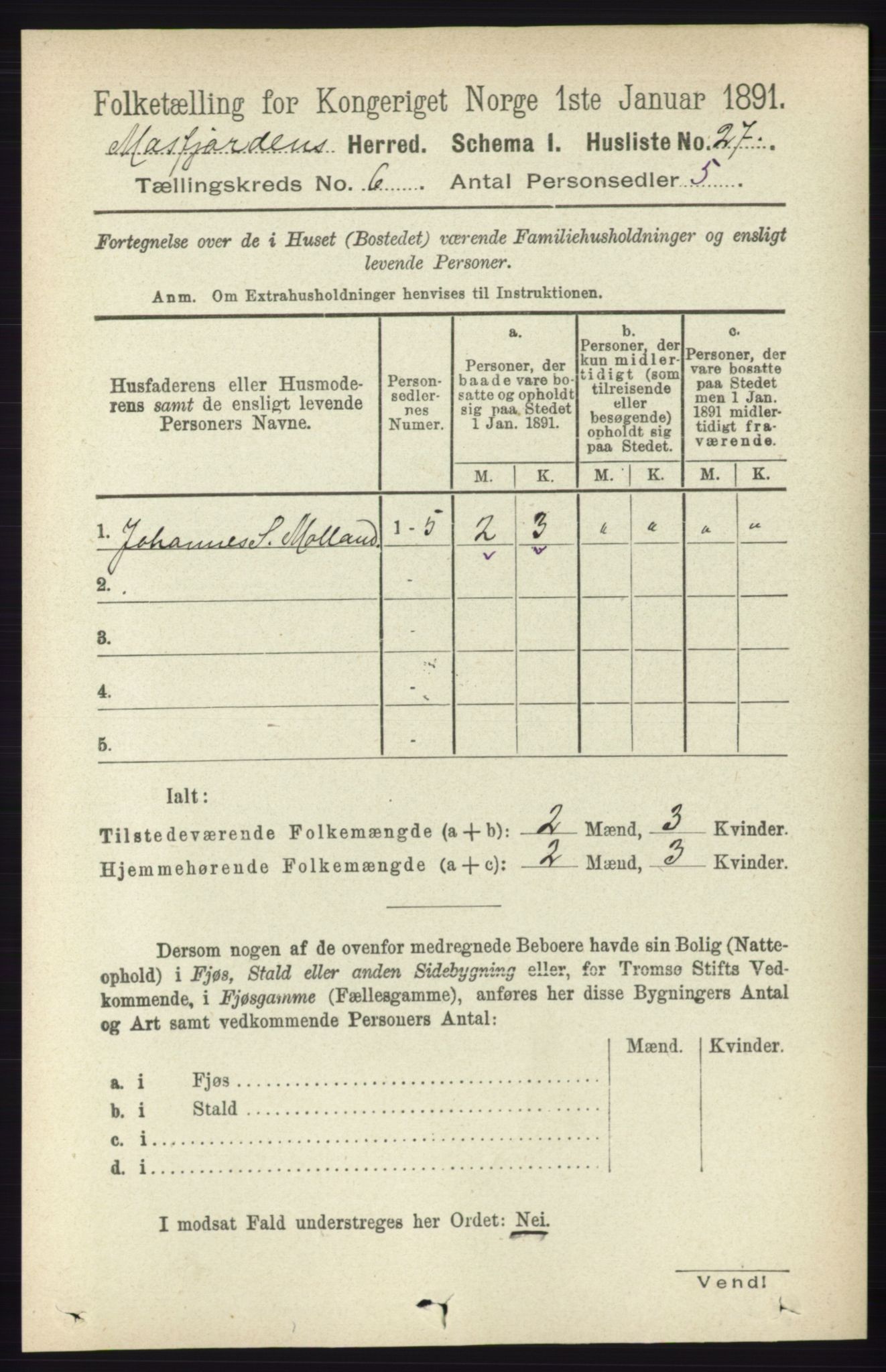 RA, Folketelling 1891 for 1266 Masfjorden herred, 1891, s. 949