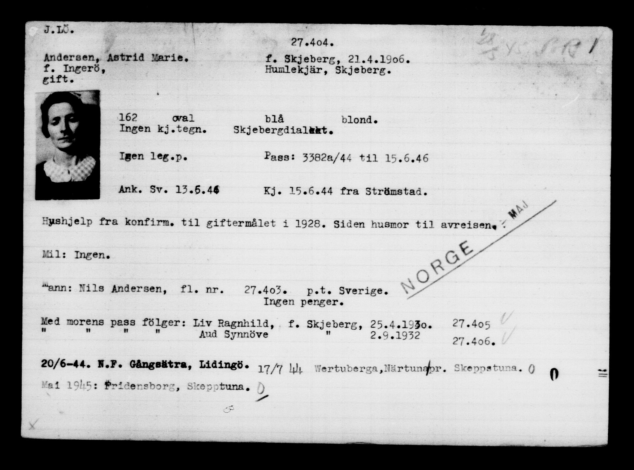 Den Kgl. Norske Legasjons Flyktningskontor, AV/RA-S-6753/V/Va/L0011: Kjesäterkartoteket.  Flyktningenr. 25300-28349, 1940-1945, s. 2232