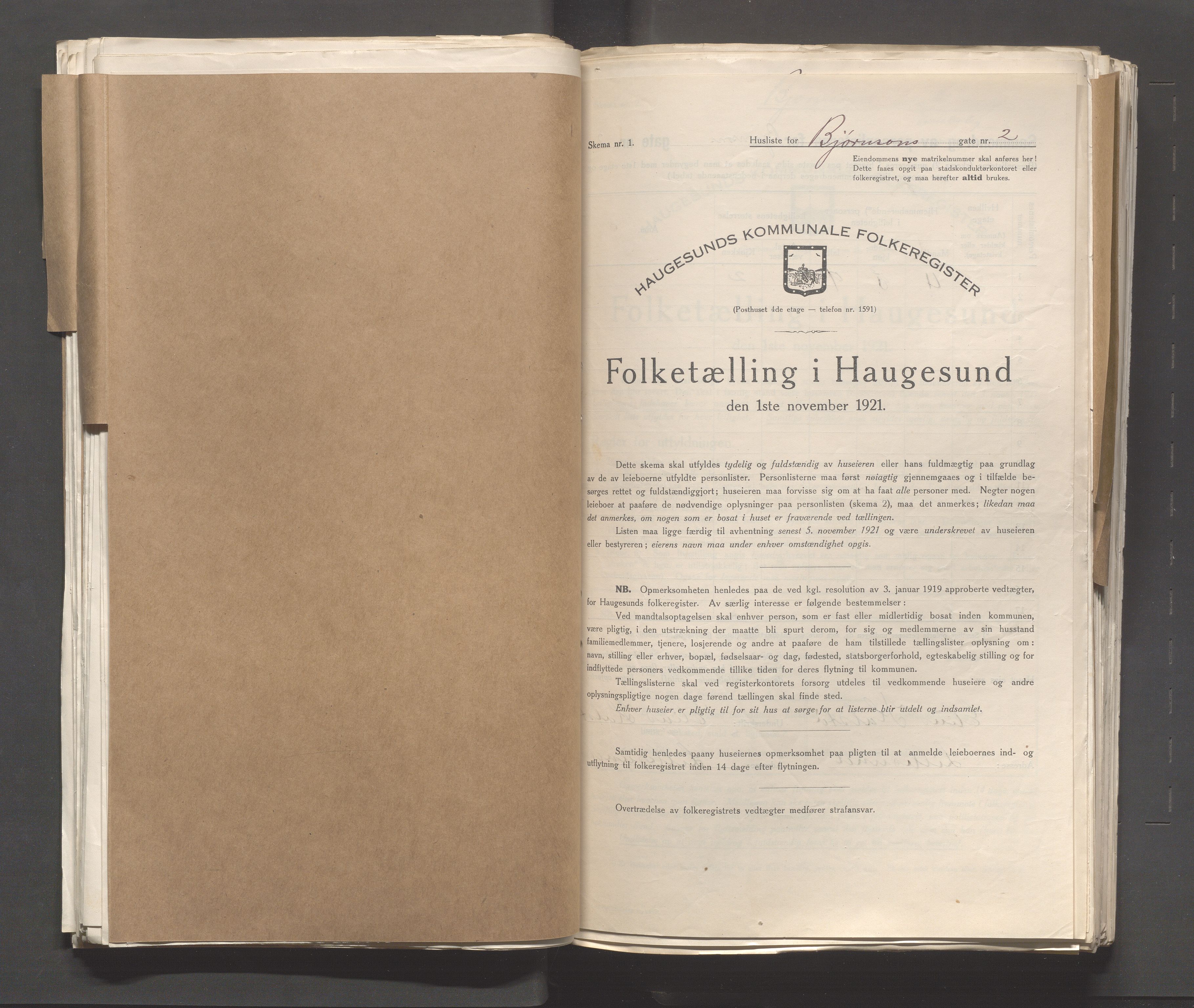 IKAR, Kommunal folketelling 1.11.1921 for Haugesund, 1921, s. 170