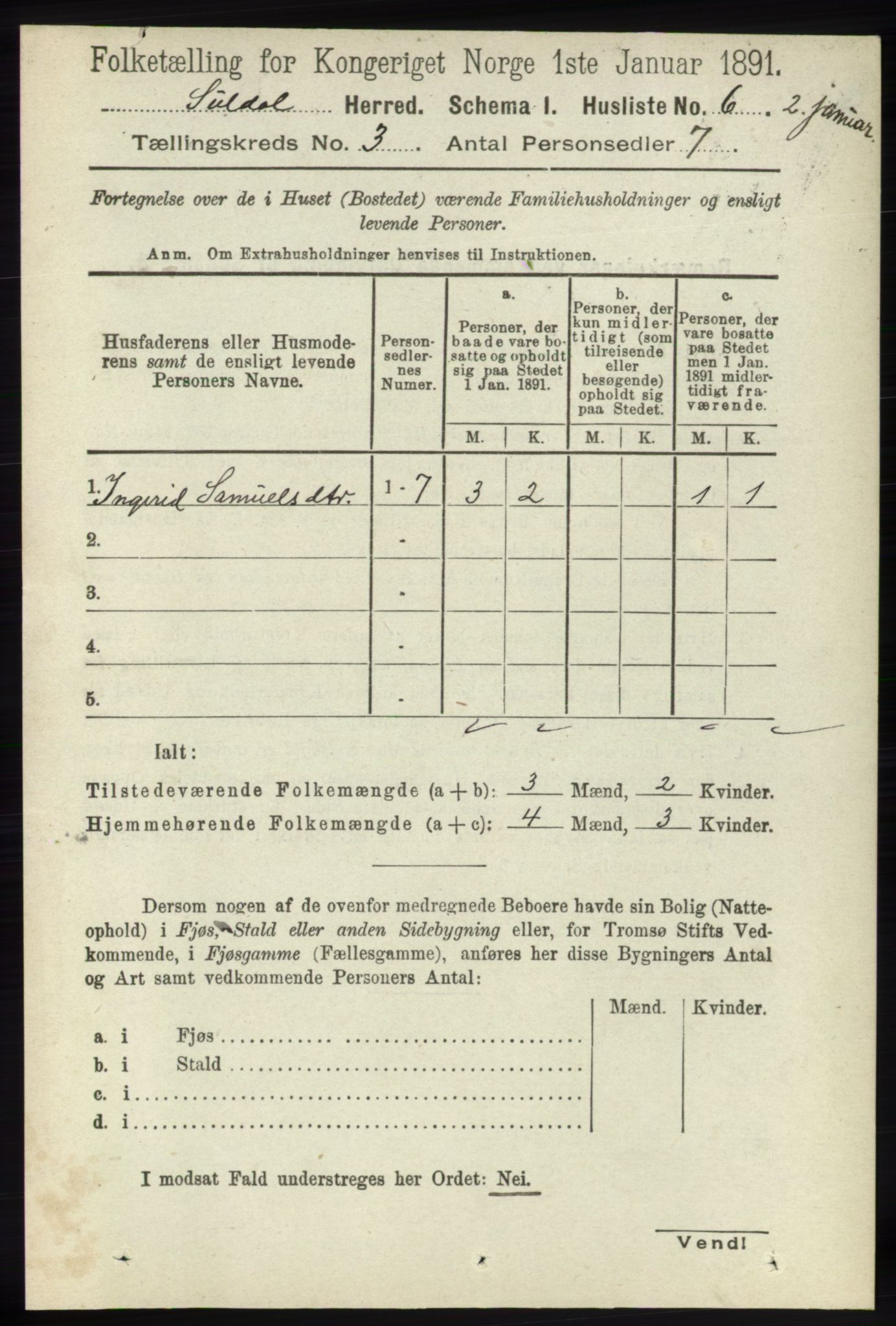 RA, Folketelling 1891 for 1134 Suldal herred, 1891, s. 589