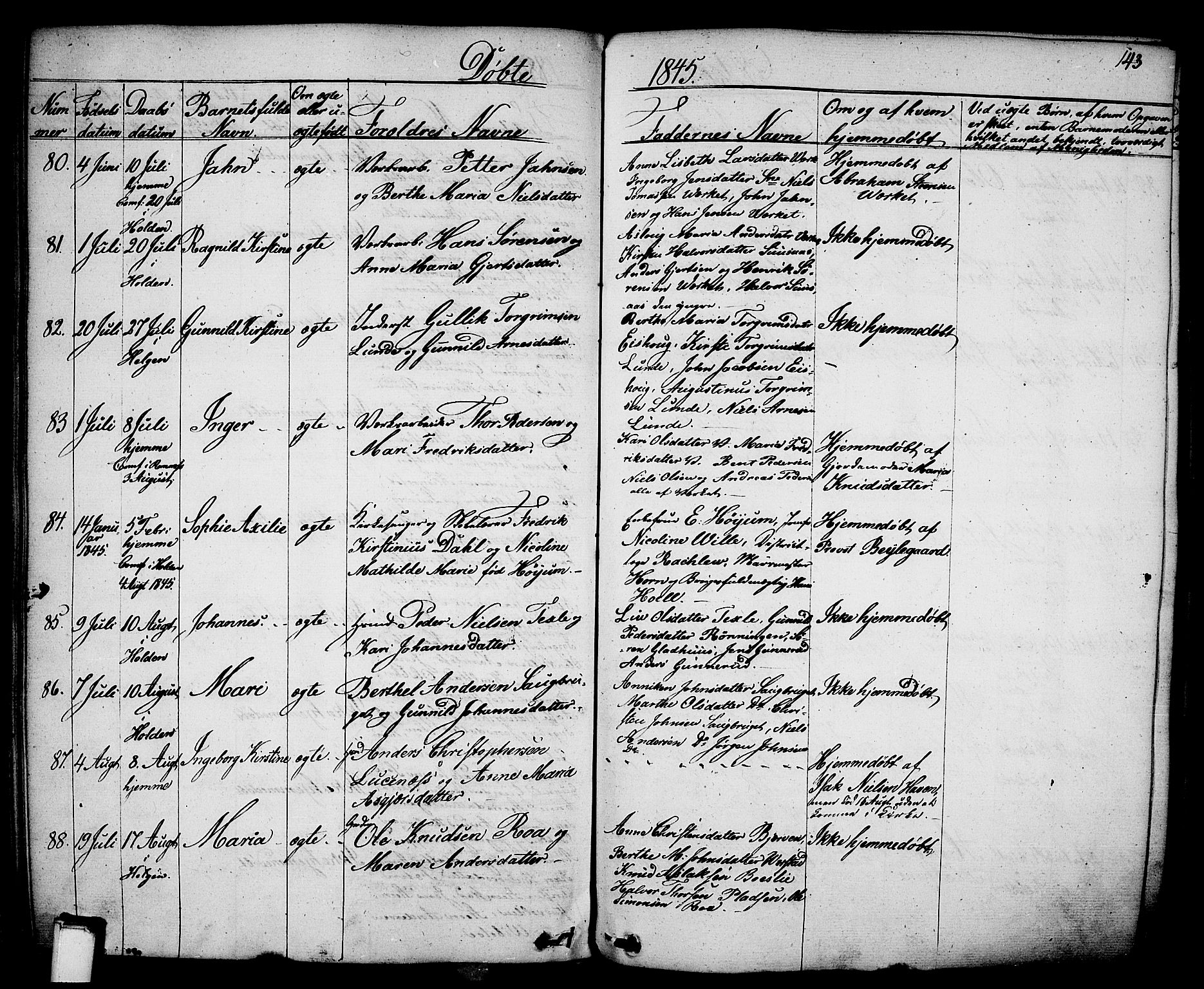 Holla kirkebøker, AV/SAKO-A-272/F/Fa/L0004: Ministerialbok nr. 4, 1830-1848, s. 143