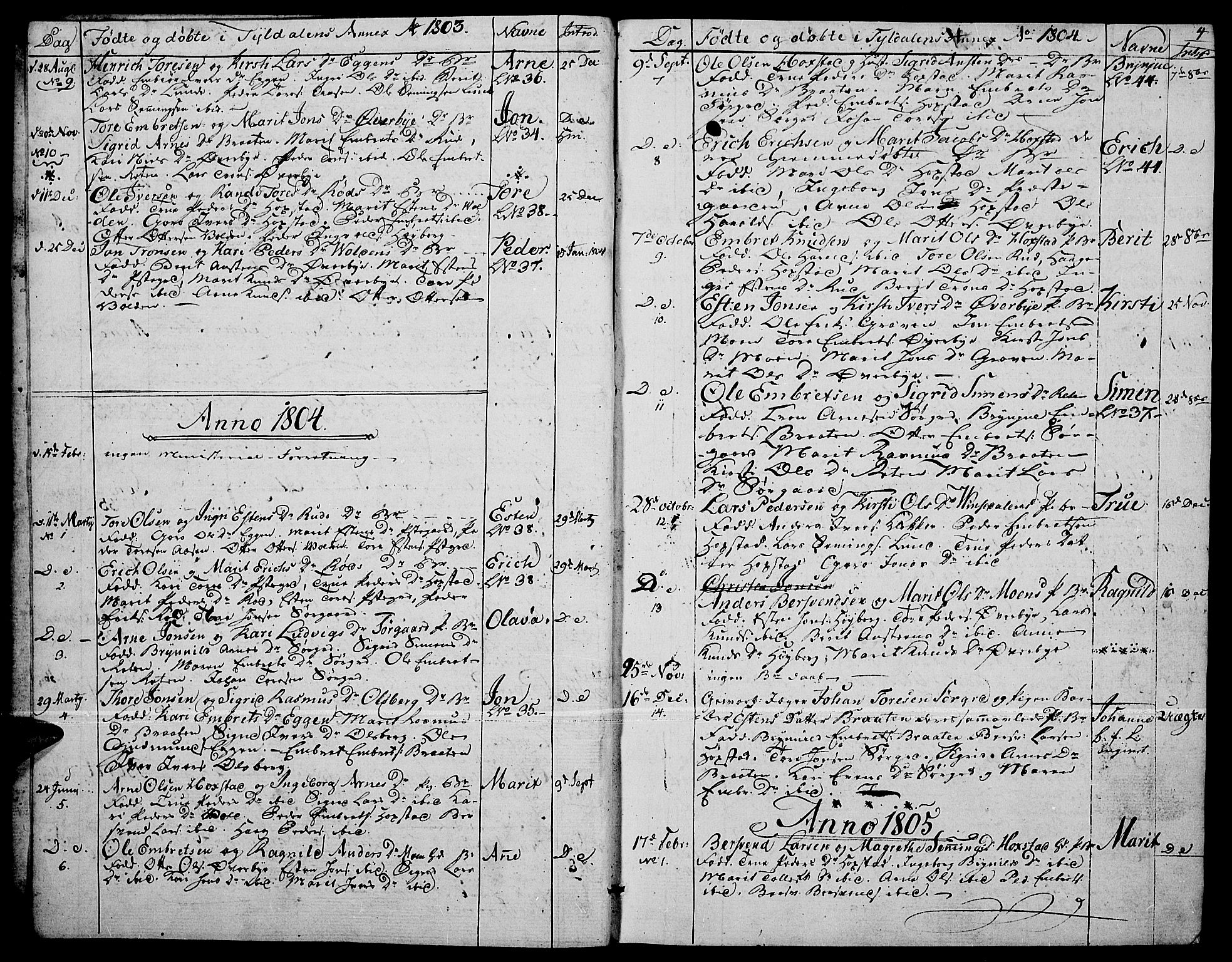 Tynset prestekontor, AV/SAH-PREST-058/H/Ha/Haa/L0017: Ministerialbok nr. 17, 1801-1814, s. 4