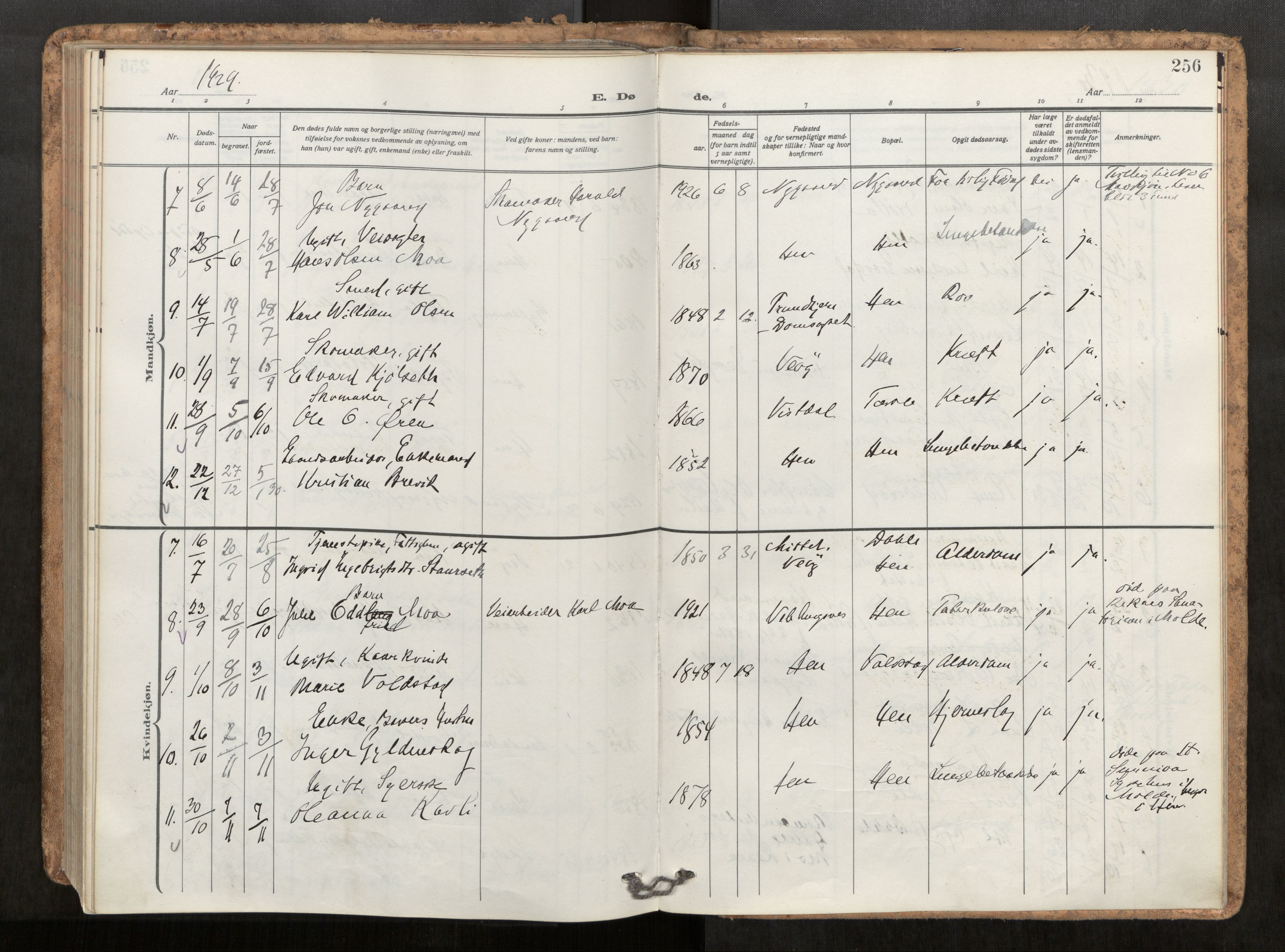 Ministerialprotokoller, klokkerbøker og fødselsregistre - Møre og Romsdal, SAT/A-1454/545/L0596: Ministerialbok nr. 545A04, 1921-1956, s. 256