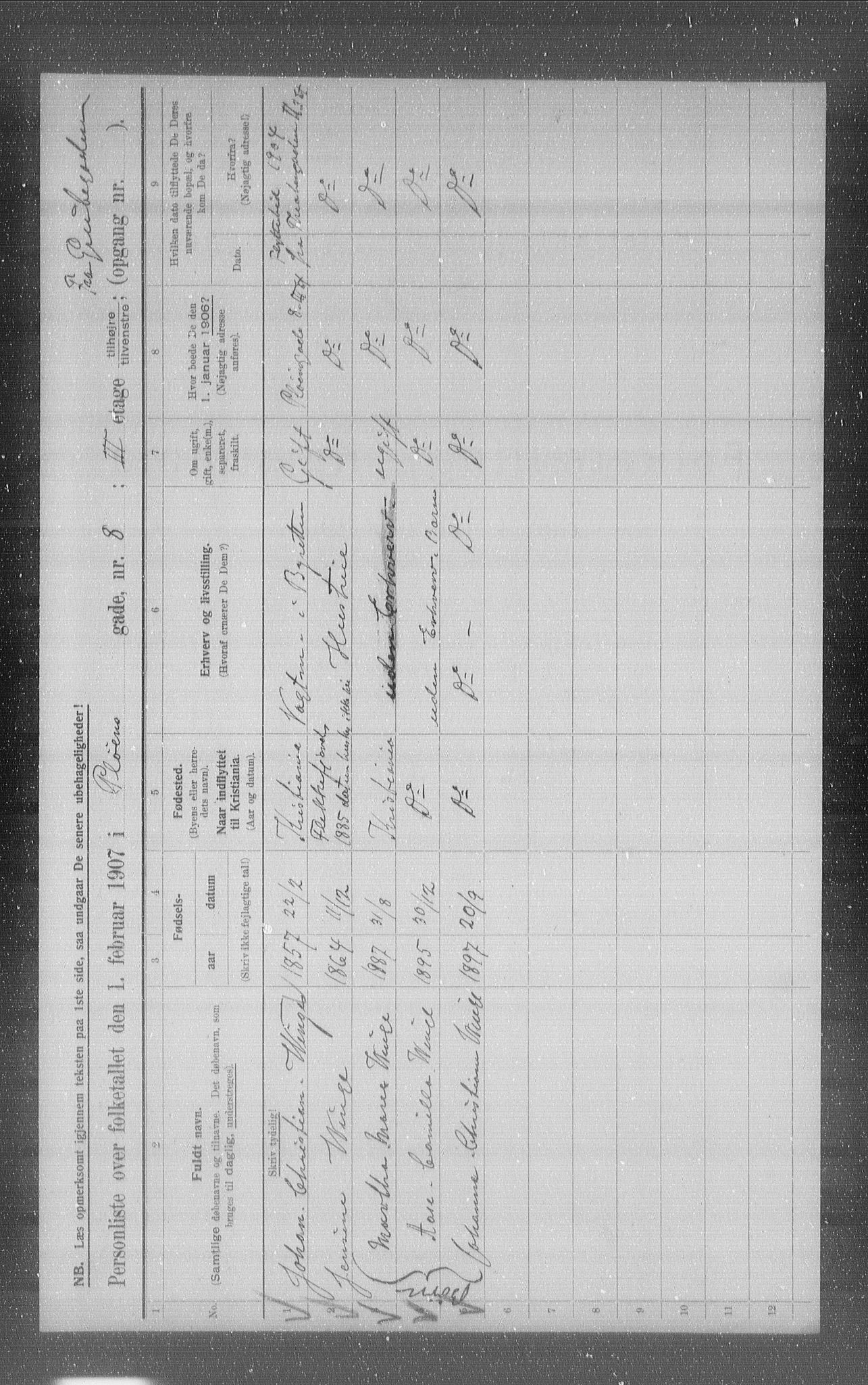 OBA, Kommunal folketelling 1.2.1907 for Kristiania kjøpstad, 1907, s. 41427