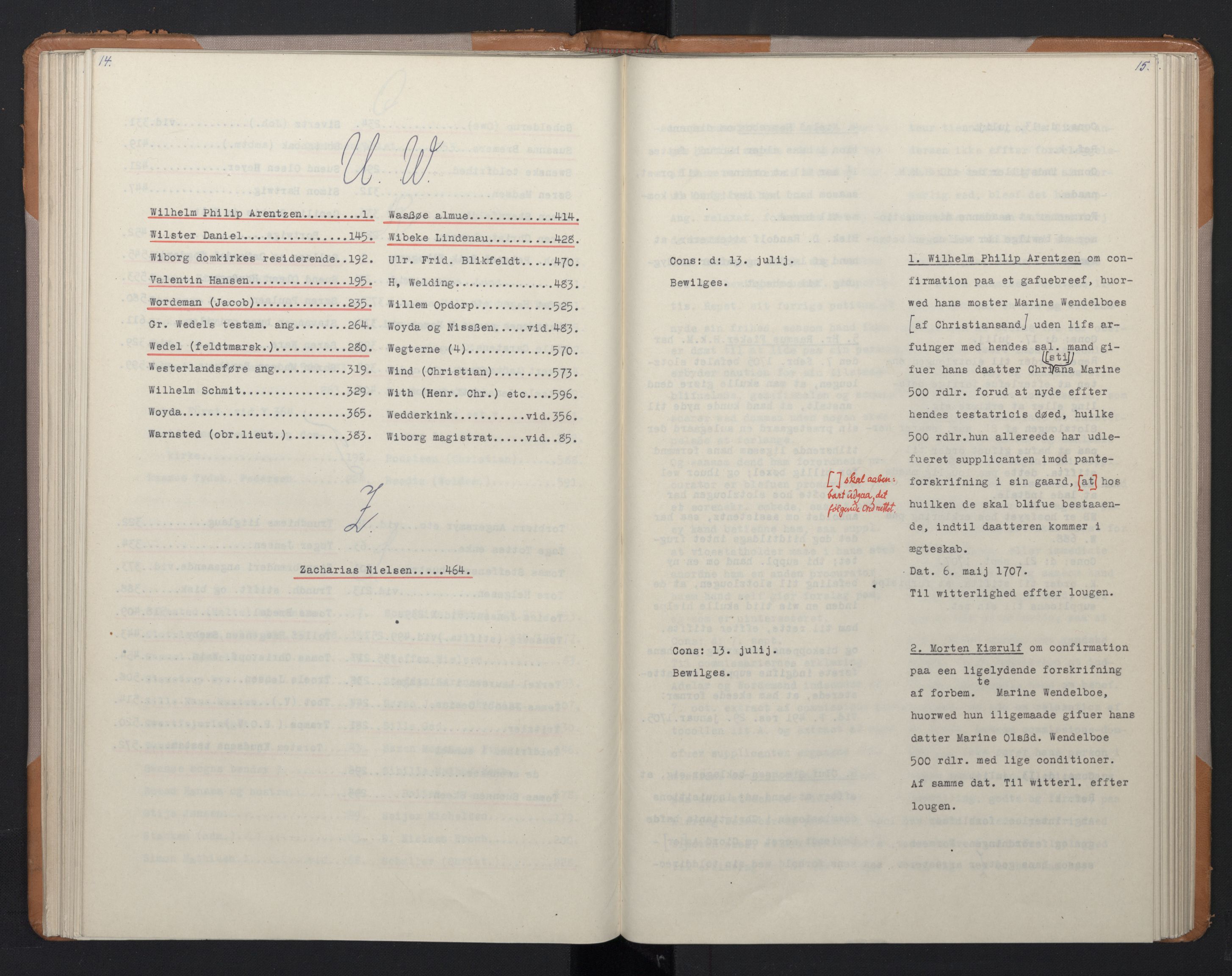 Avskriftsamlingen, AV/RA-EA-4022/F/Fa/L0075: Supplikker, 1707, s. 99
