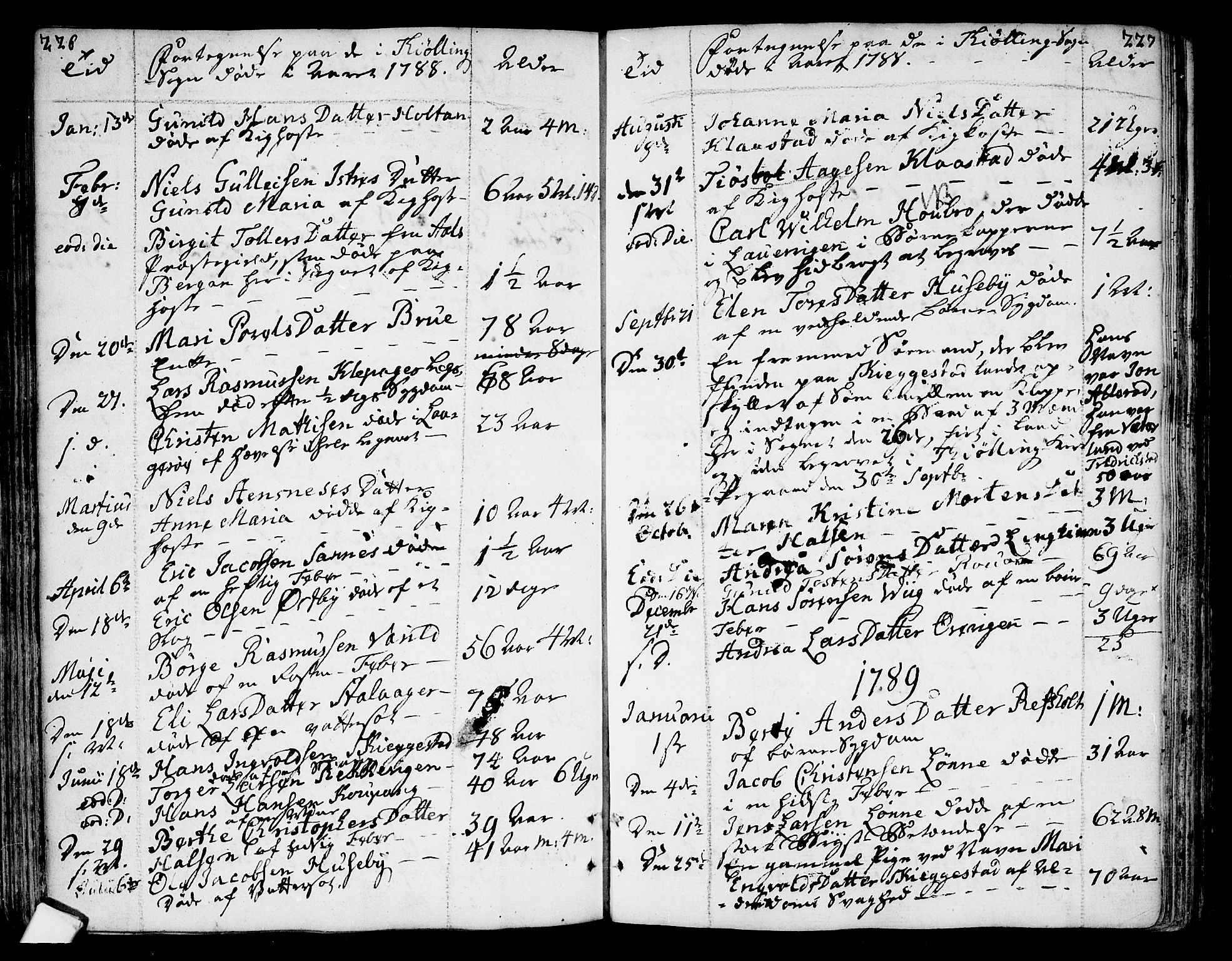 Tjølling kirkebøker, AV/SAKO-A-60/F/Fa/L0004: Ministerialbok nr. 4, 1779-1817, s. 226-227