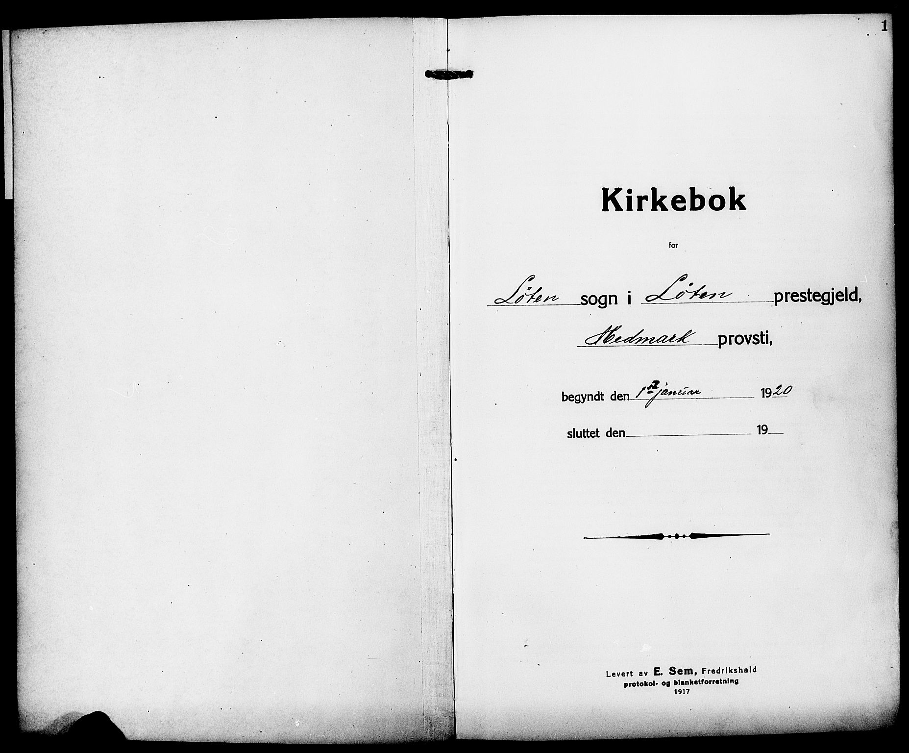 Løten prestekontor, SAH/PREST-022/L/La/L0008: Klokkerbok nr. 8, 1920-1929, s. 1