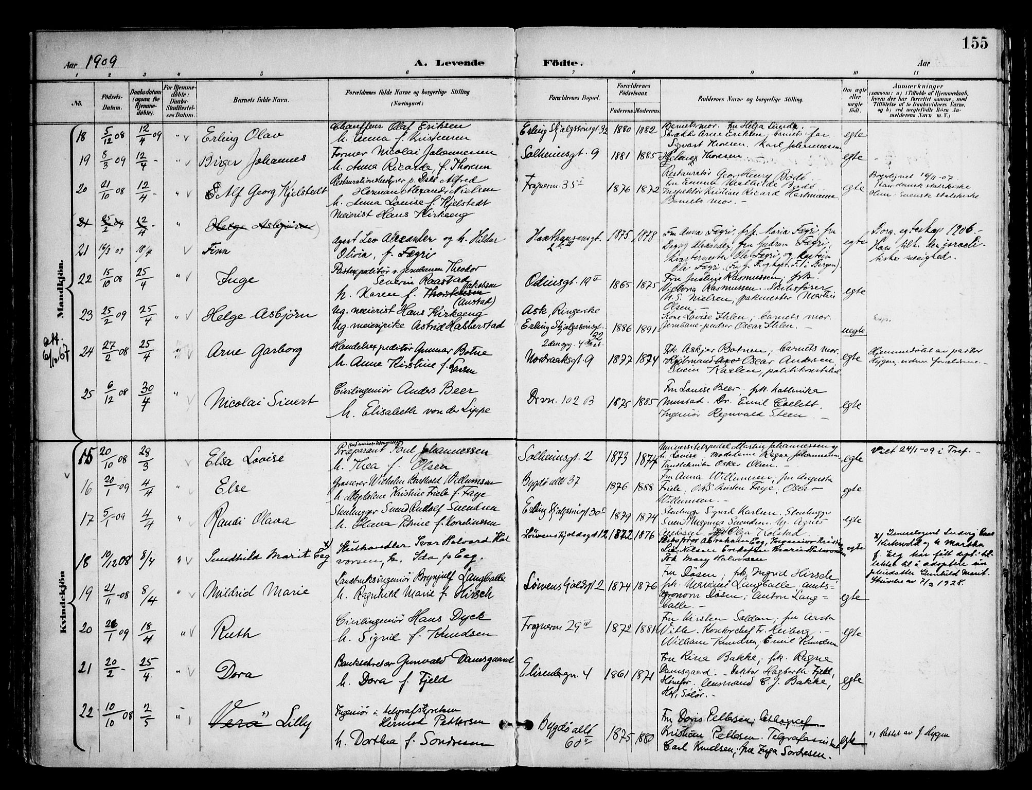 Frogner prestekontor Kirkebøker, AV/SAO-A-10886/F/Fa/L0002: Ministerialbok nr. 2, 1897-1917, s. 155