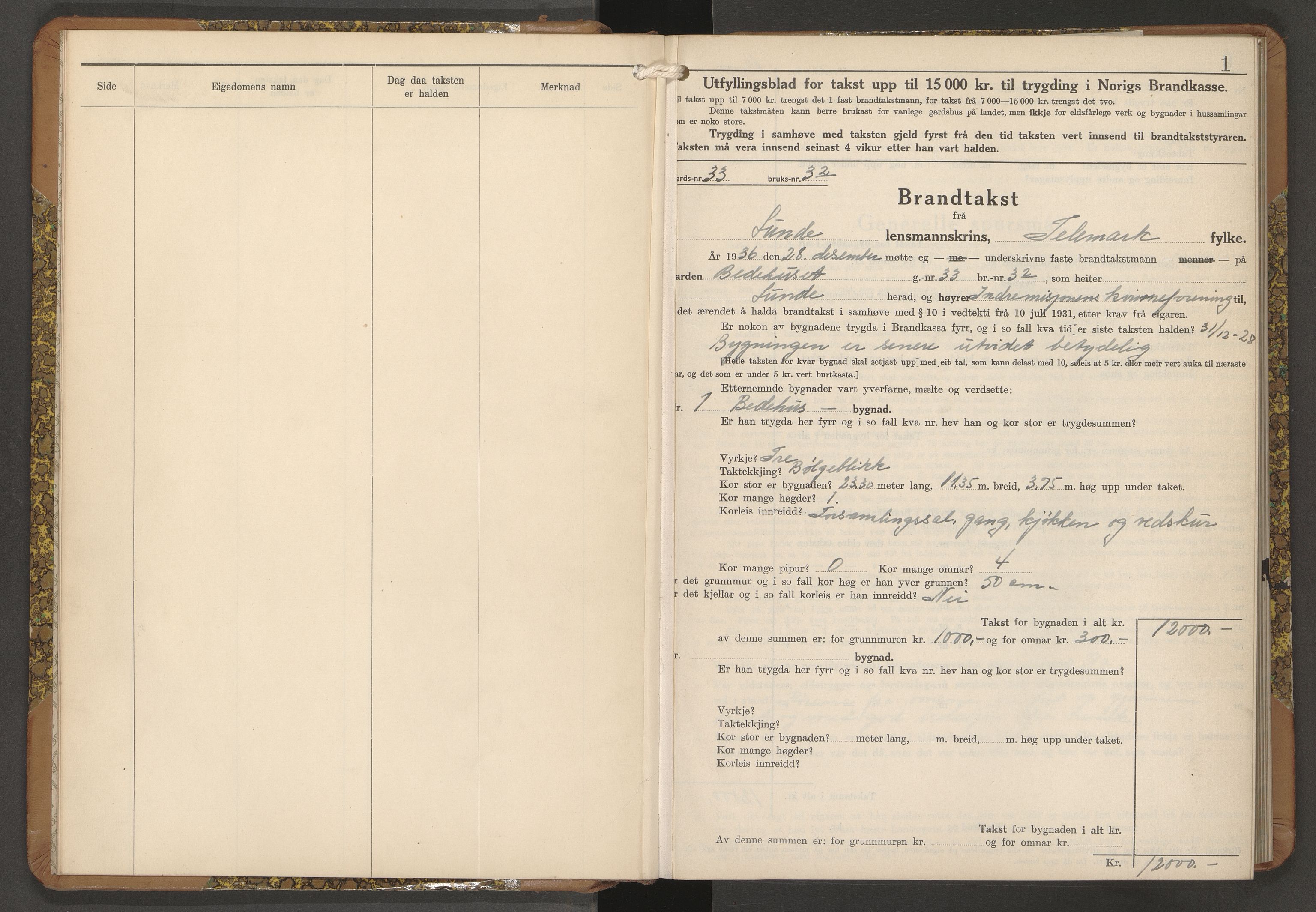 Lunde lensmannskontor, AV/SAKO-A-580/Y/Ya/Yab/L0006: Skjematakstprotokoll, 1936-1953