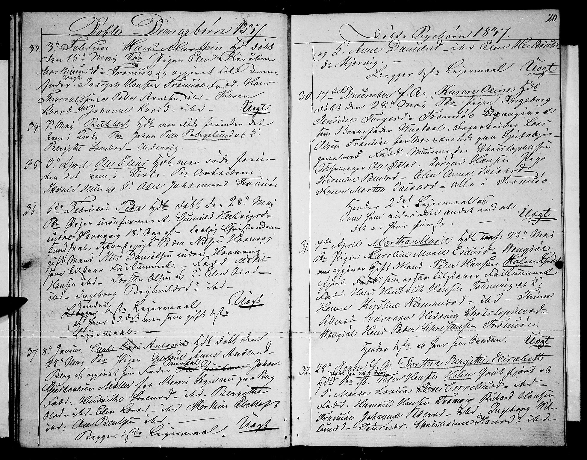 Tromsø sokneprestkontor/stiftsprosti/domprosti, AV/SATØ-S-1343/G/Gb/L0004klokker: Klokkerbok nr. 4, 1836-1840, s. 20