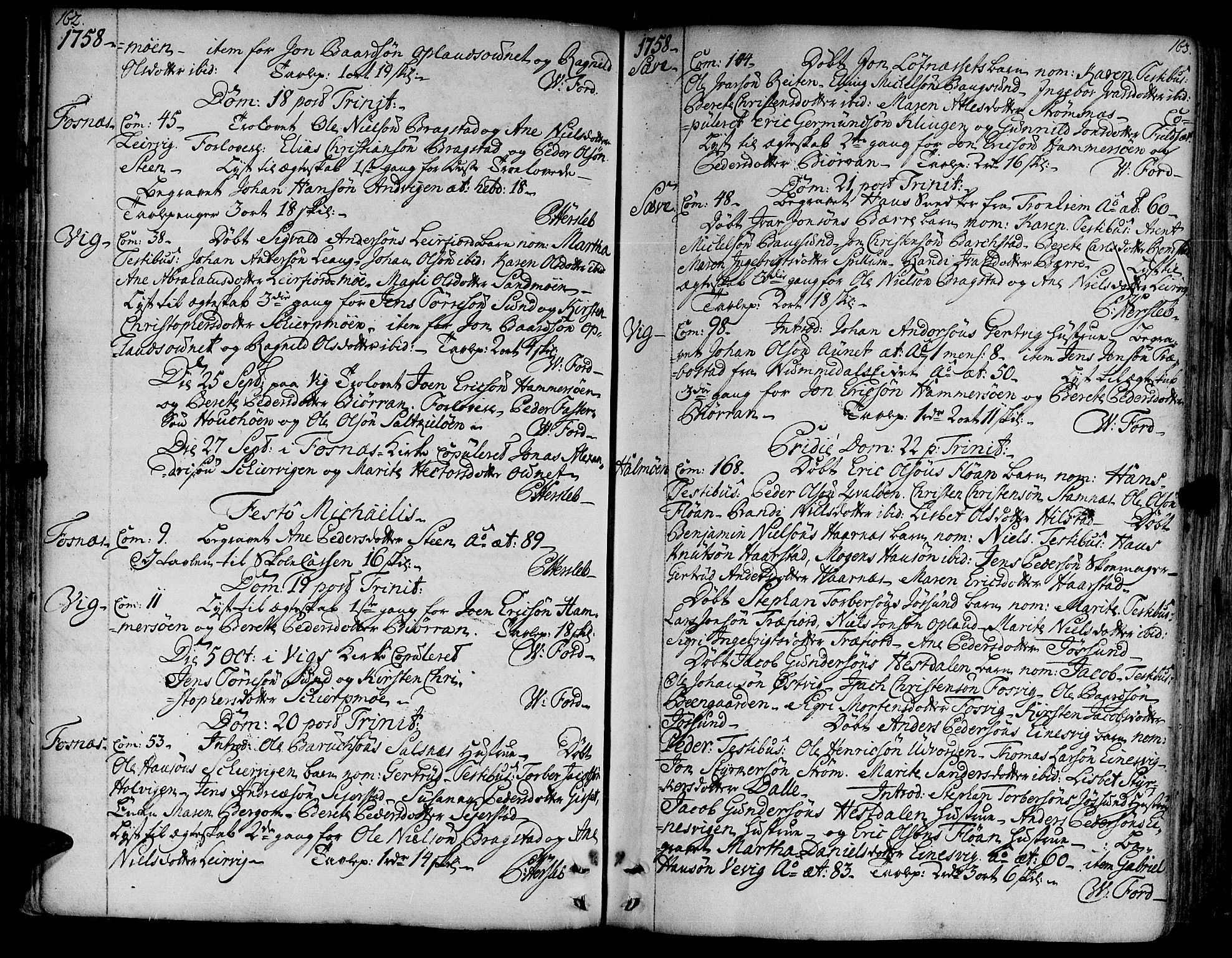 Ministerialprotokoller, klokkerbøker og fødselsregistre - Nord-Trøndelag, AV/SAT-A-1458/773/L0607: Ministerialbok nr. 773A01, 1751-1783, s. 162-163