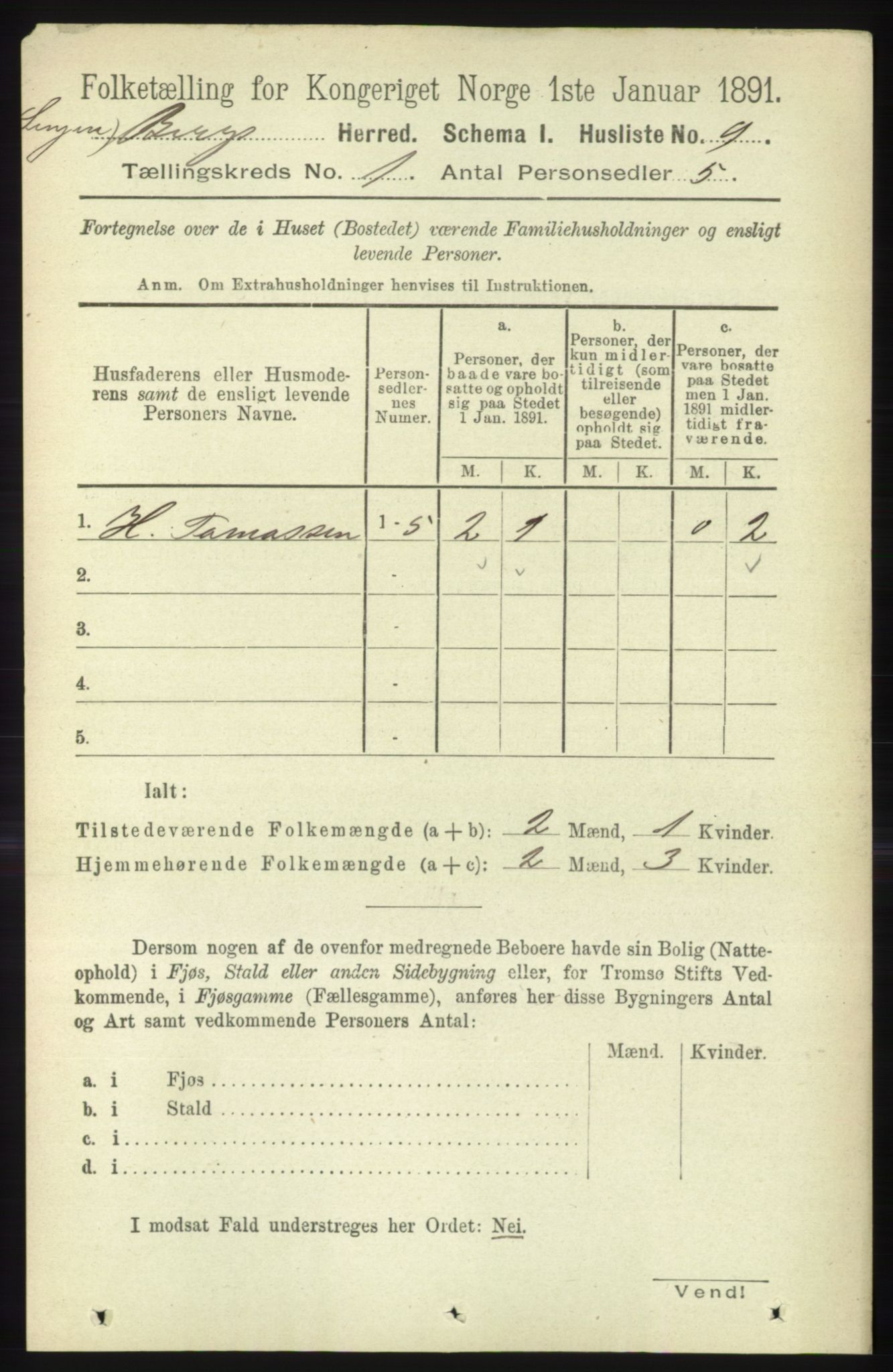 RA, Folketelling 1891 for 1929 Berg herred, 1891, s. 22