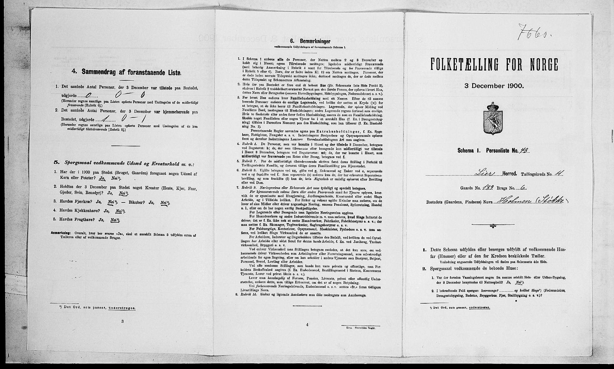 RA, Folketelling 1900 for 0626 Lier herred, 1900, s. 1988