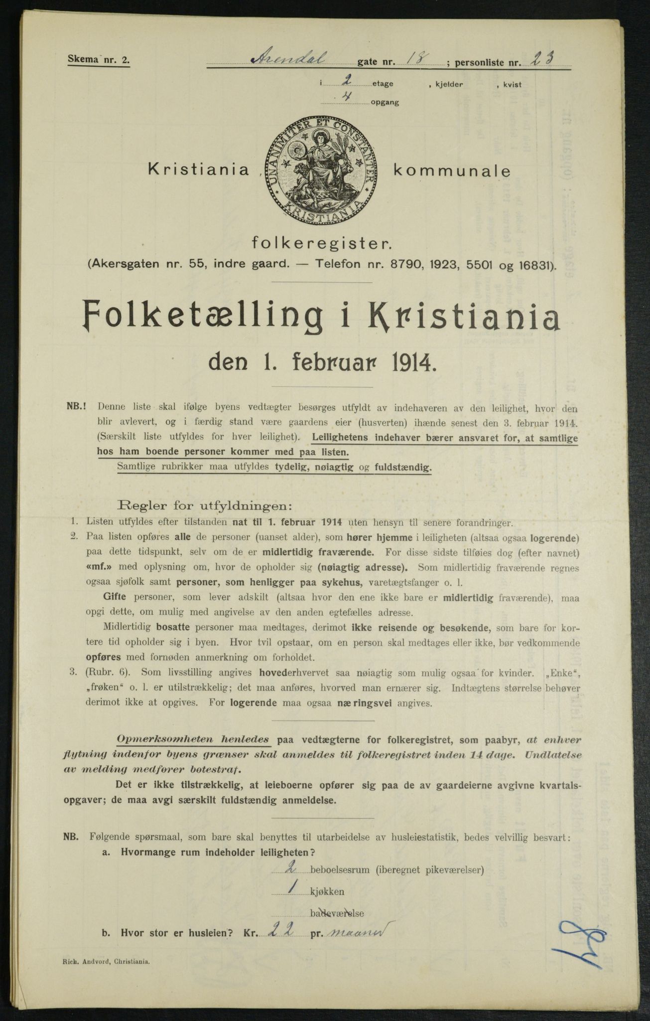 OBA, Kommunal folketelling 1.2.1914 for Kristiania, 1914, s. 2106